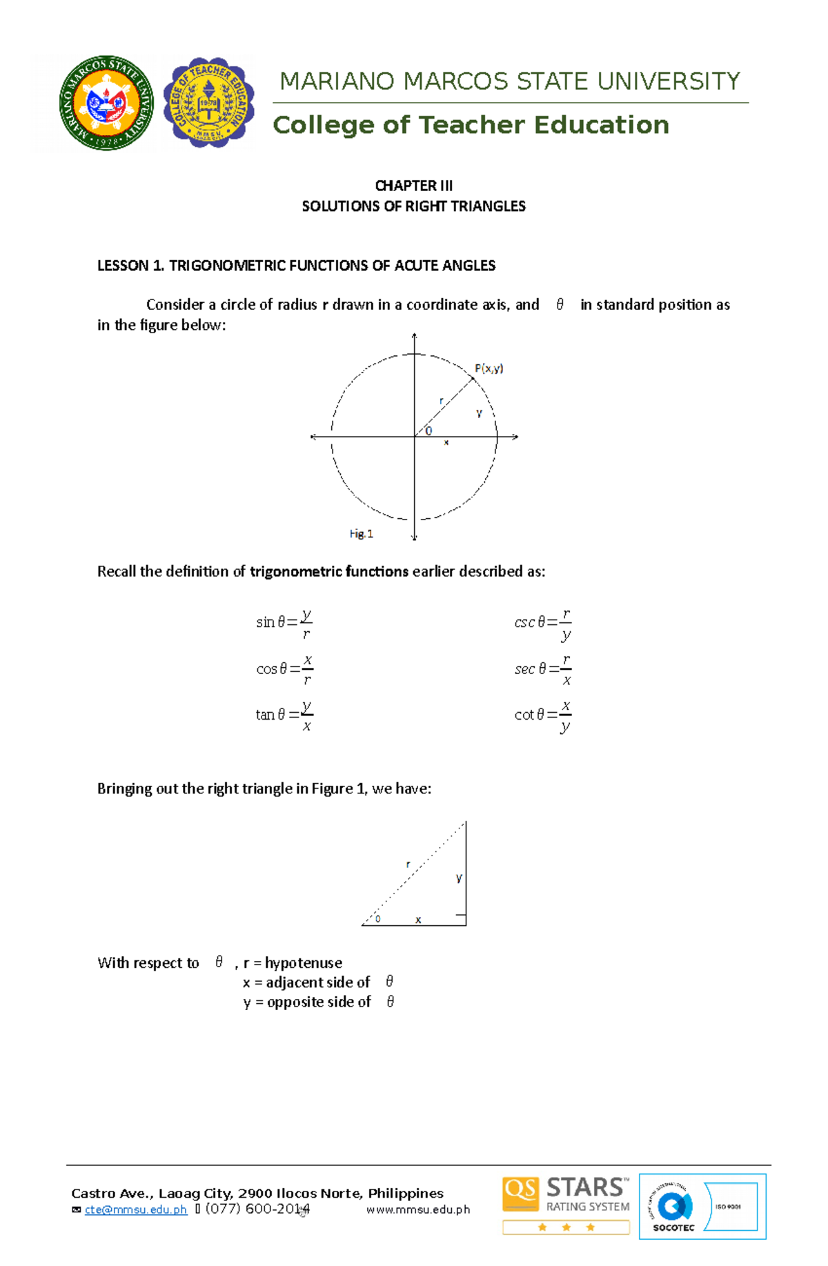 Content Input - Chapter 3 - CHAPTER III SOLUTIONS OF RIGHT TRIANGLES ...