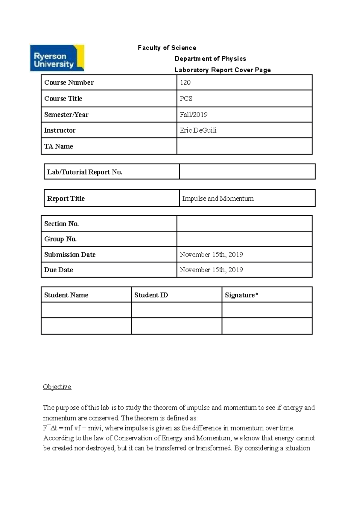 Conservation of momentum lab report image