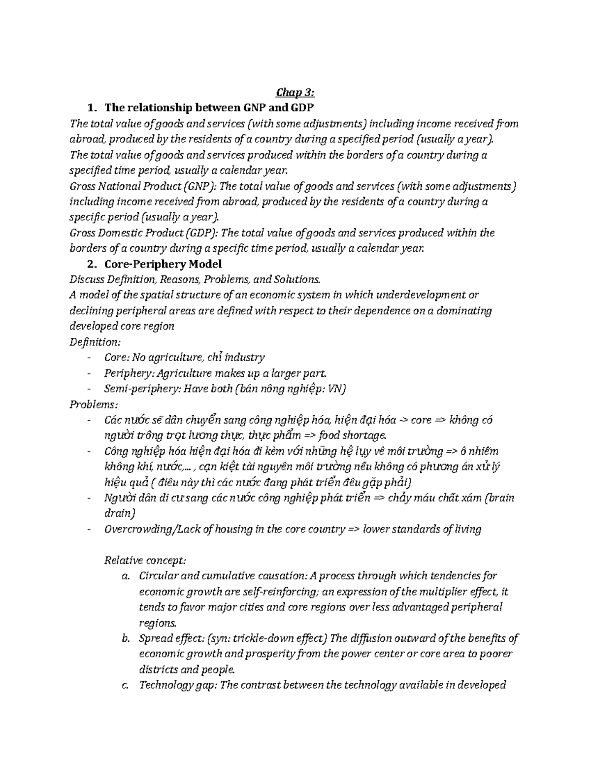 Geo-Final - Geo Final - Chap 3: The relationship between GNP and GDP ...