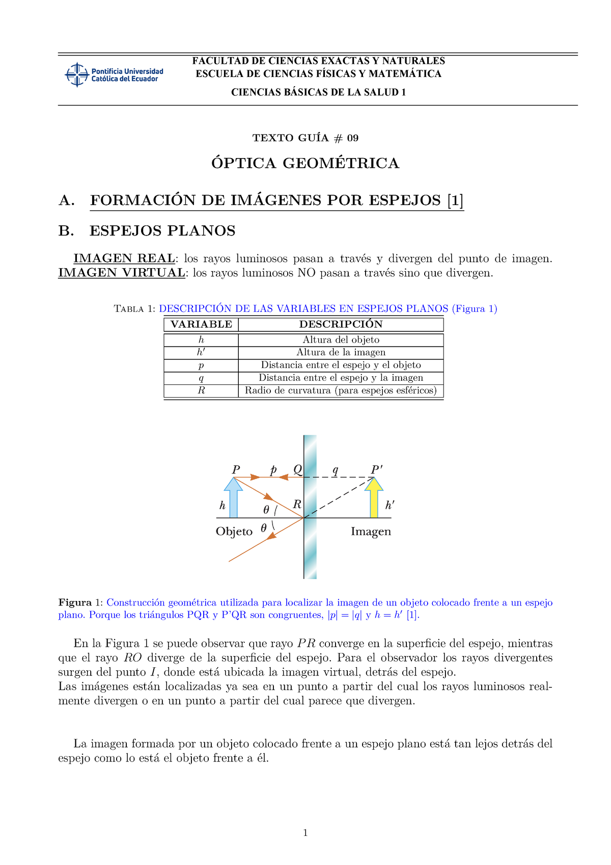 CBS1 10 Óptica Espejos Planos Esféricos Agosto 2023 - ESCUELA DE ...