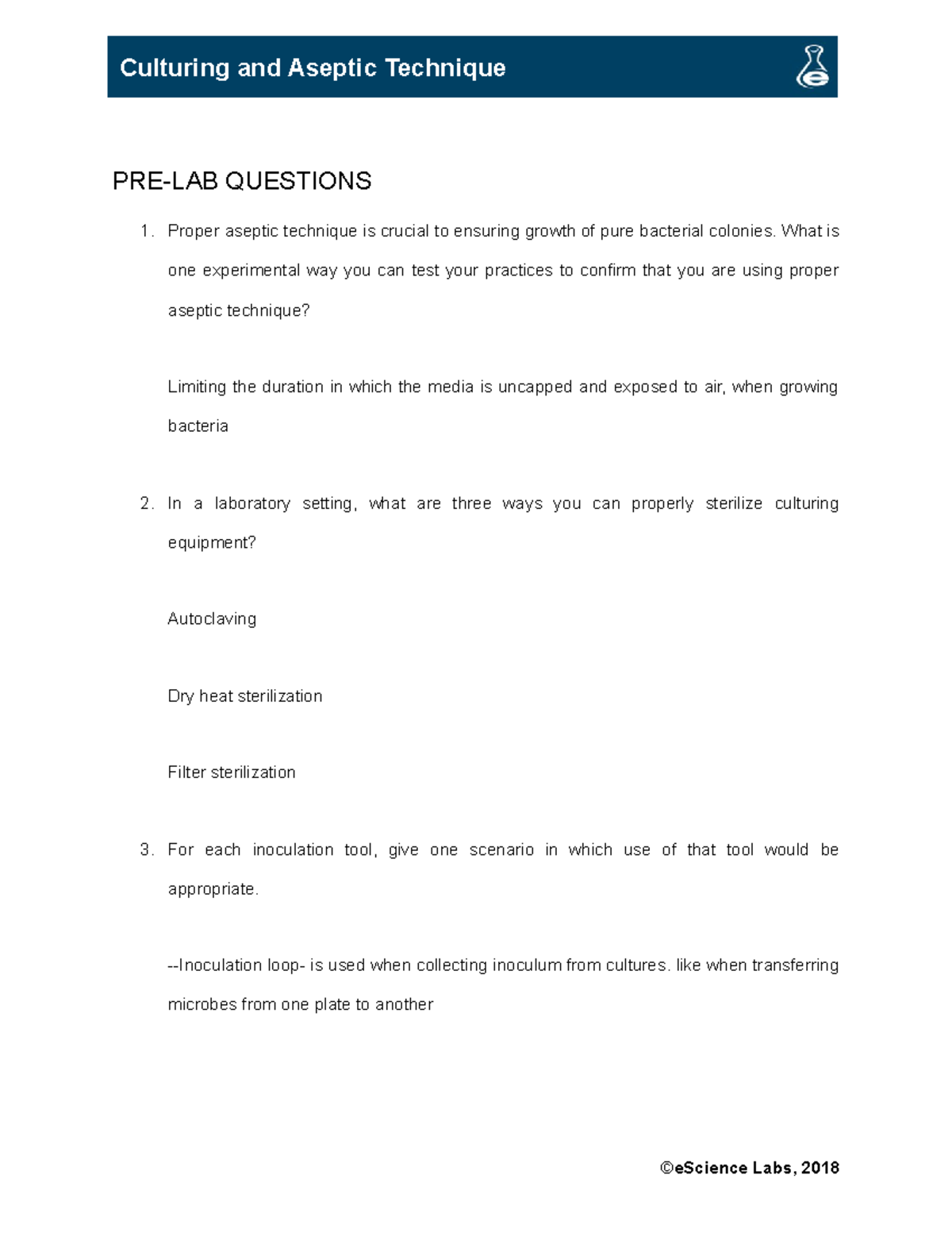 Mb 6200 L04 Culturing Aseptic Pre Lab Questions Proper Aseptic Technique Is Crucial To Ensuring Studocu