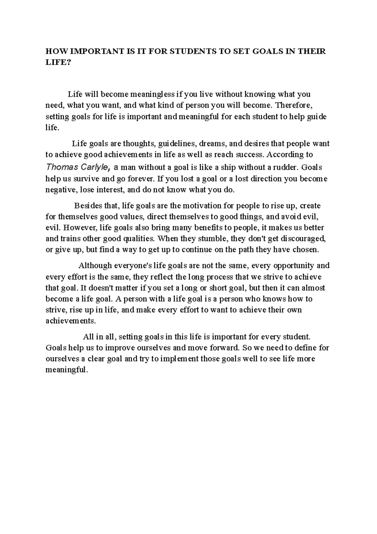 HOW Important IS IT FOR Students TO SET Goals IN Their LIFE - HOW ...
