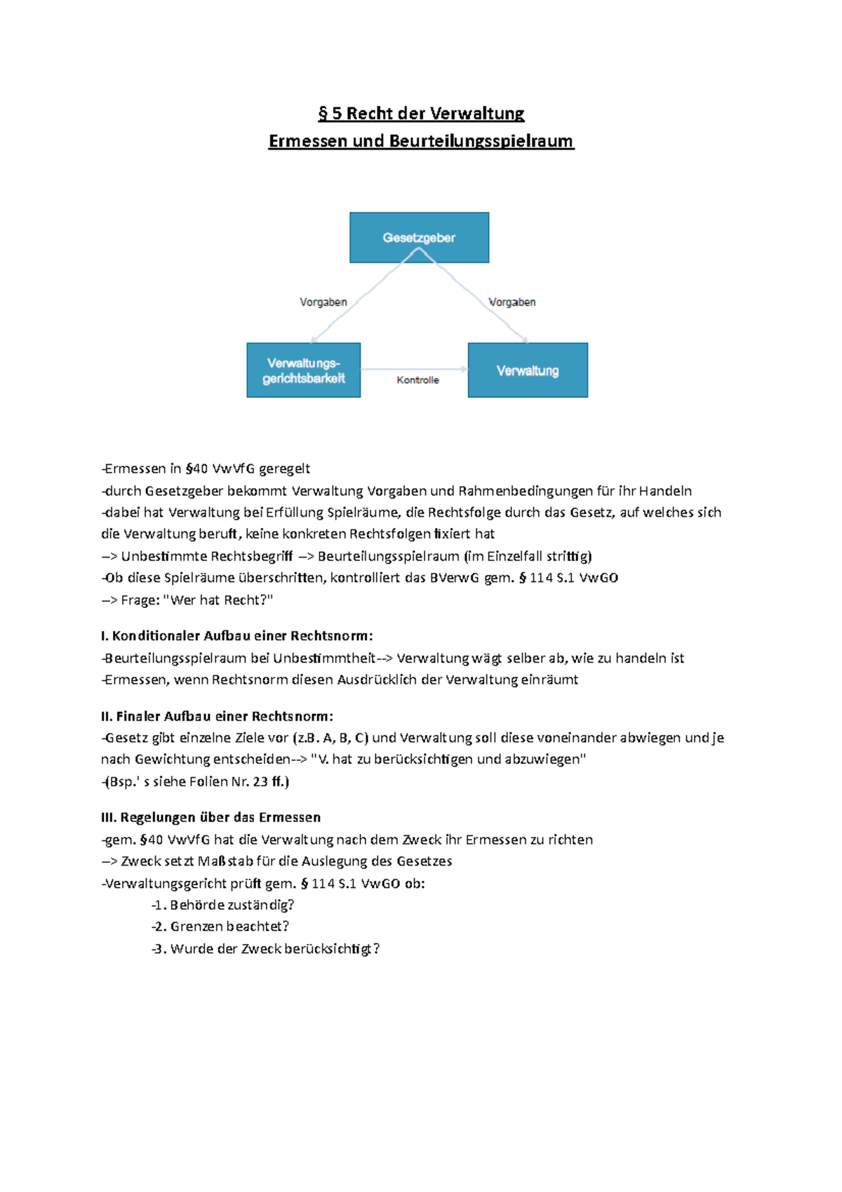 Recht der Verwaltung § 5-Ermessen und Beurteilungsspielraum - § 5 Recht ...