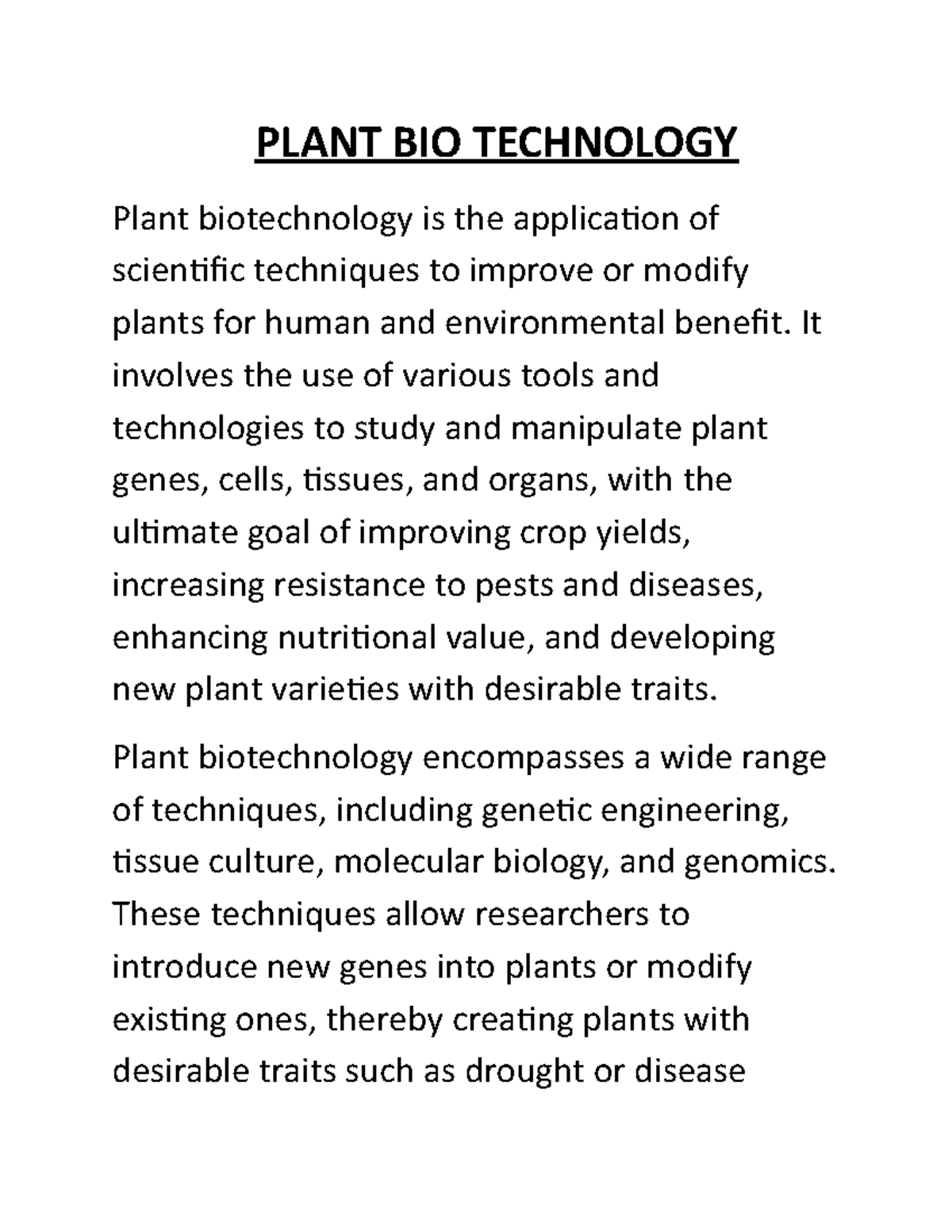 Plant BIO Technology - PLANT BIO TECHNOLOGY Plant Biotechnology Is The ...