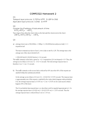 Homework 2 - COMP2322 Homework 2 Q1: Transport layer protocols: 1) TCP ...