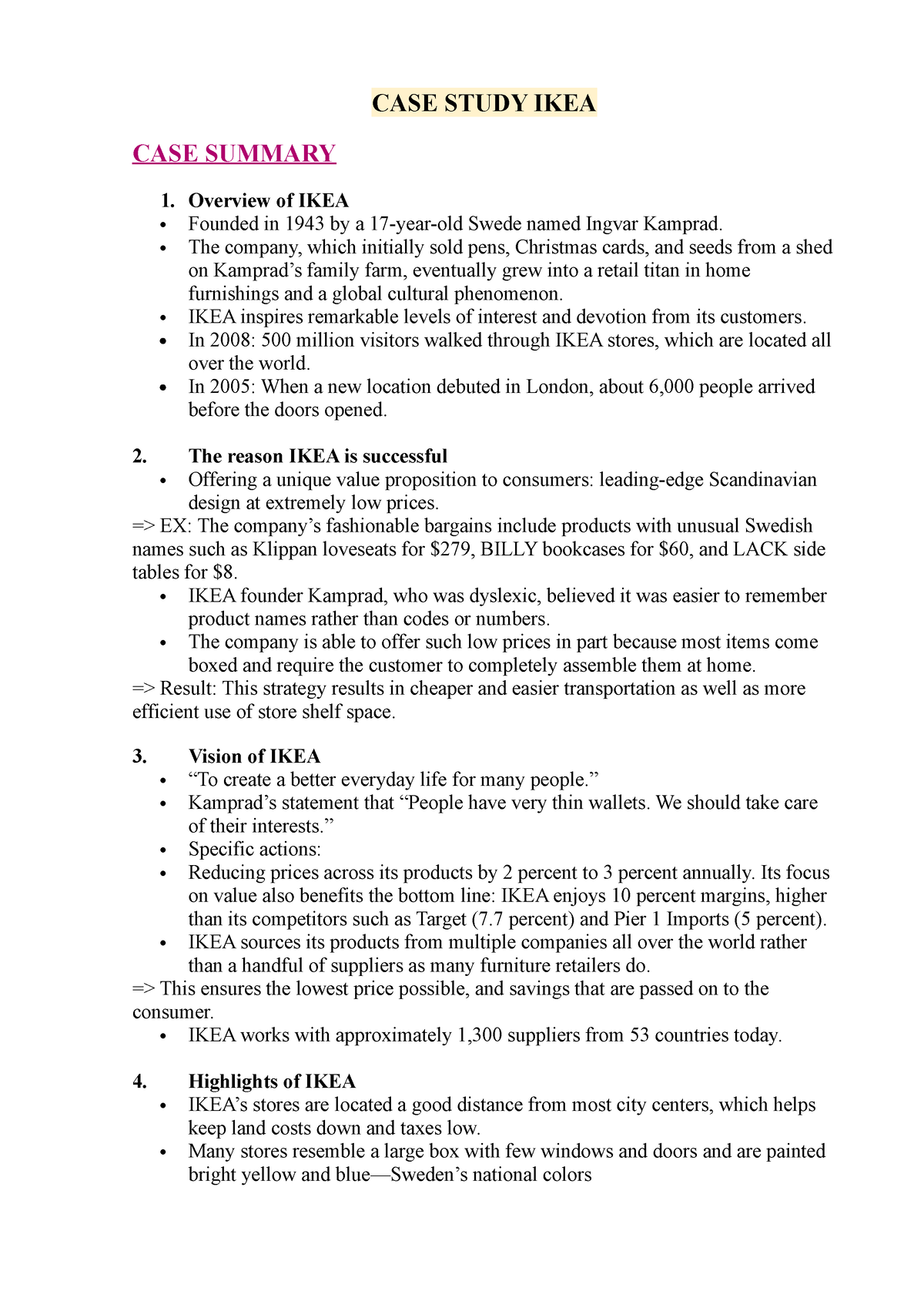 summary of ikea case study