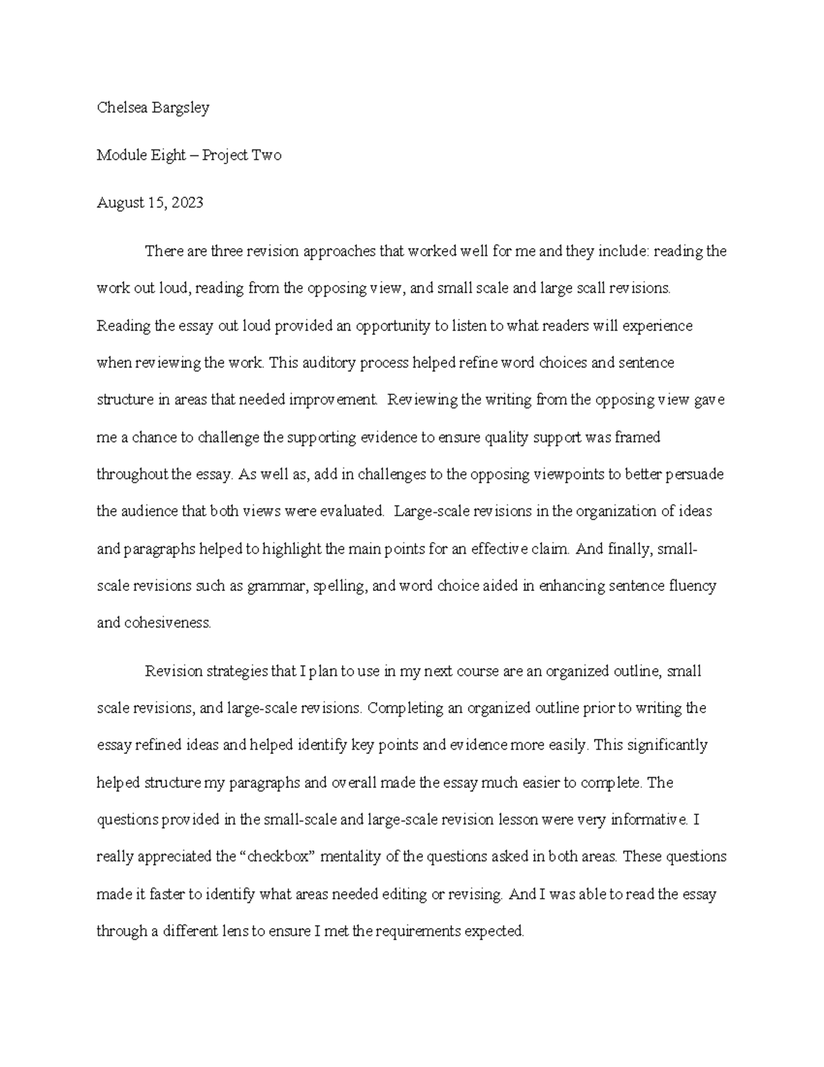 Module 8 Project 2 - Chelsea Bargsley Module Eight – Project Two August ...