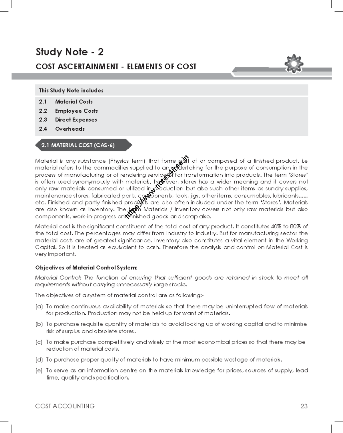 COST Accountingnote 2 notes4free Study Note 2 COST ASCERTAINMENT