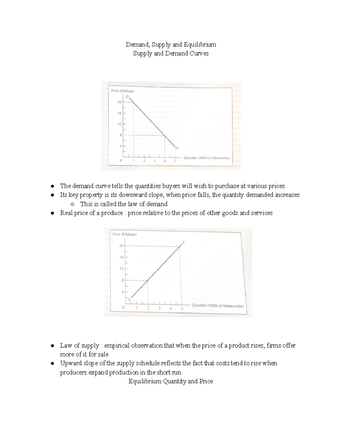 ECON 360 Chapter Two Textbook - Demand, Supply and Equilibrium Supply ...