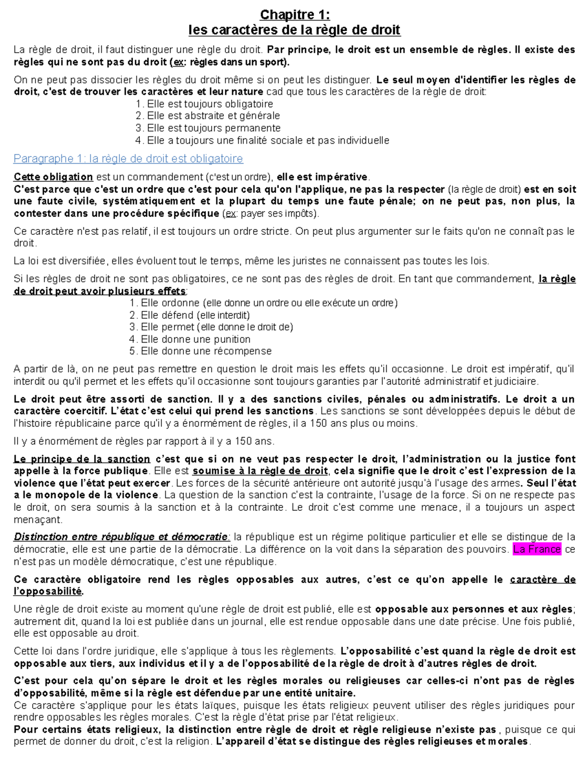 3. Partie 1 Chapitre 1 les caractères de la règle de droit - Chapitre 1 ...