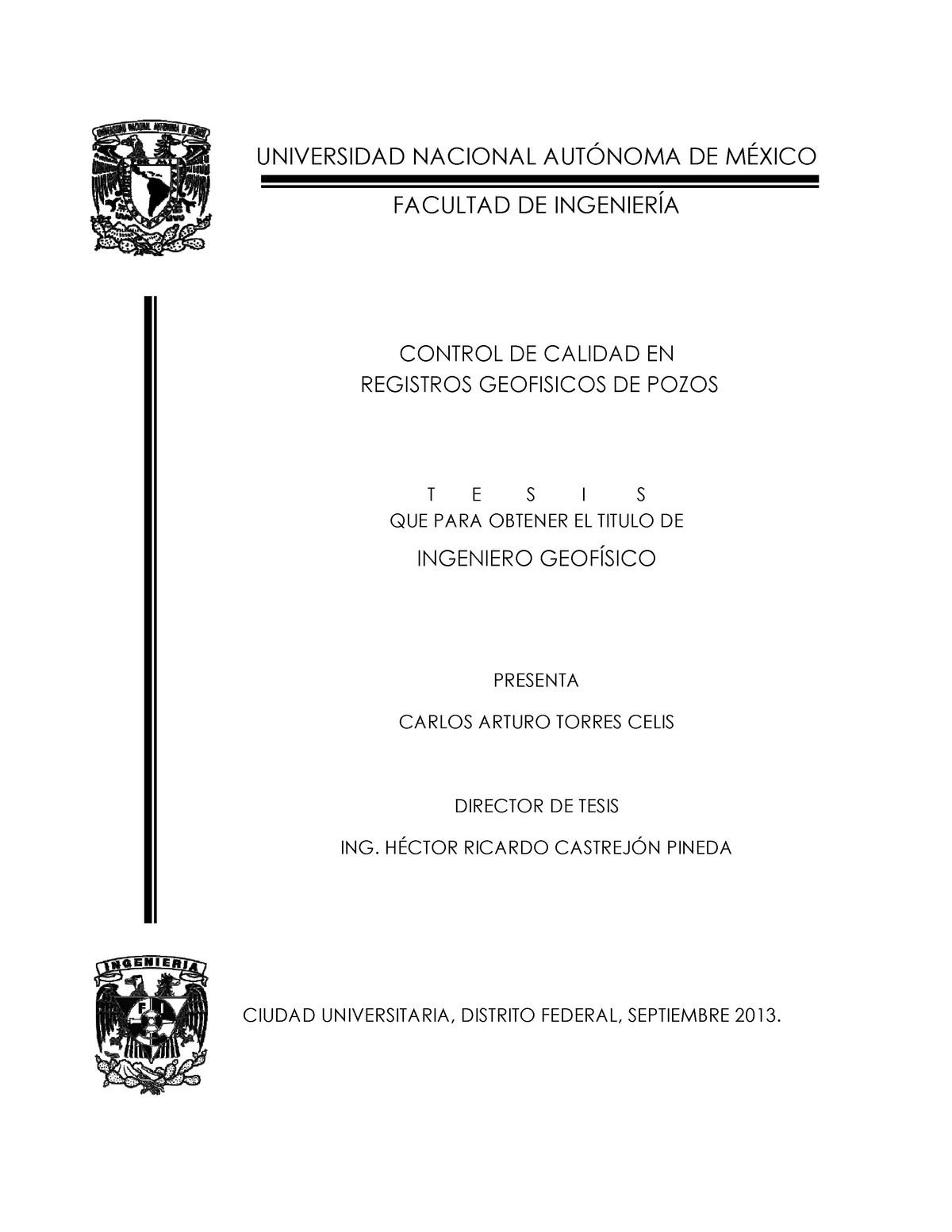 Tesis control de calidad en registros geofisicos - UNIVERSIDAD NACIONAL ...