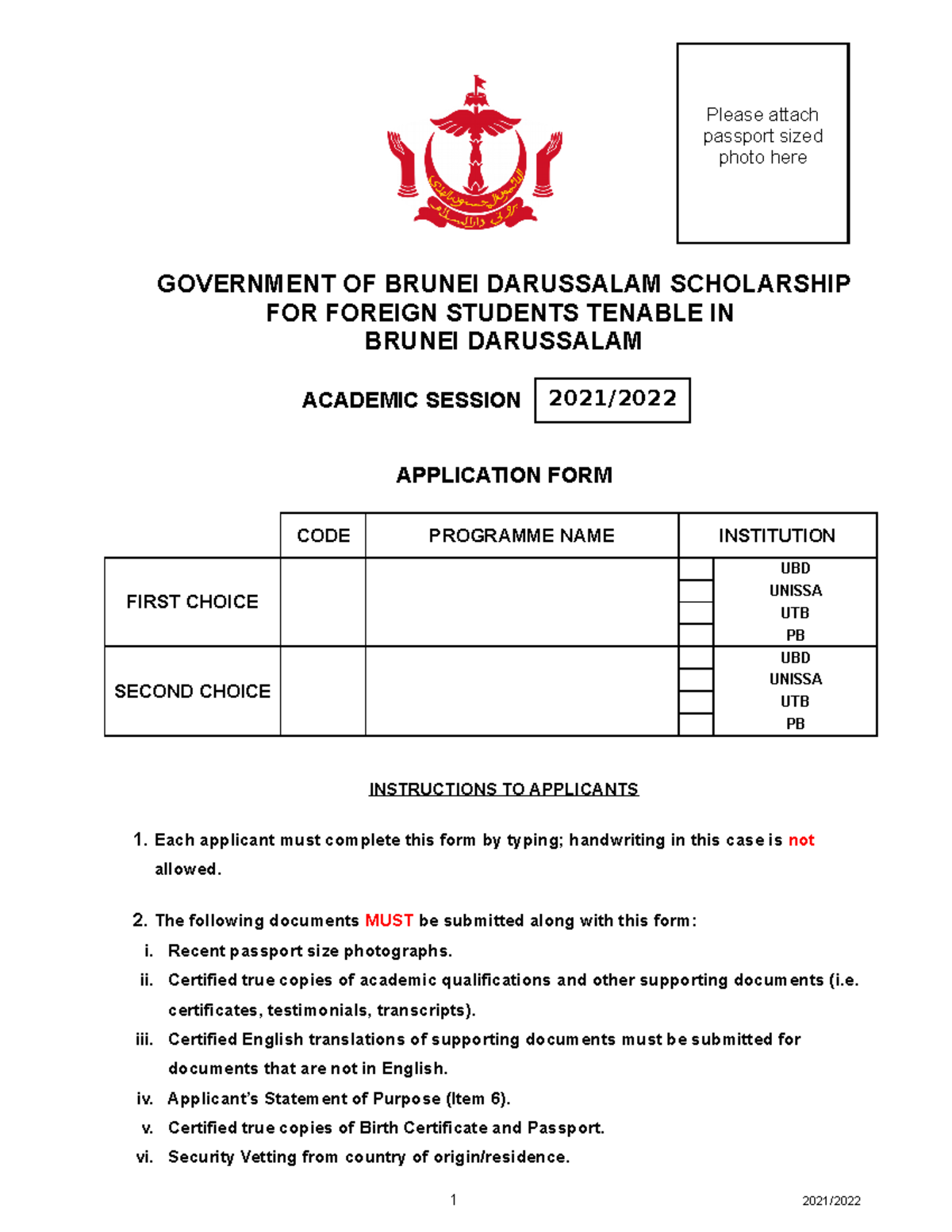 BDGS Application FORM 2020-2021 - GOVERNMENT OF BRUNEI DARUSSALAM ...