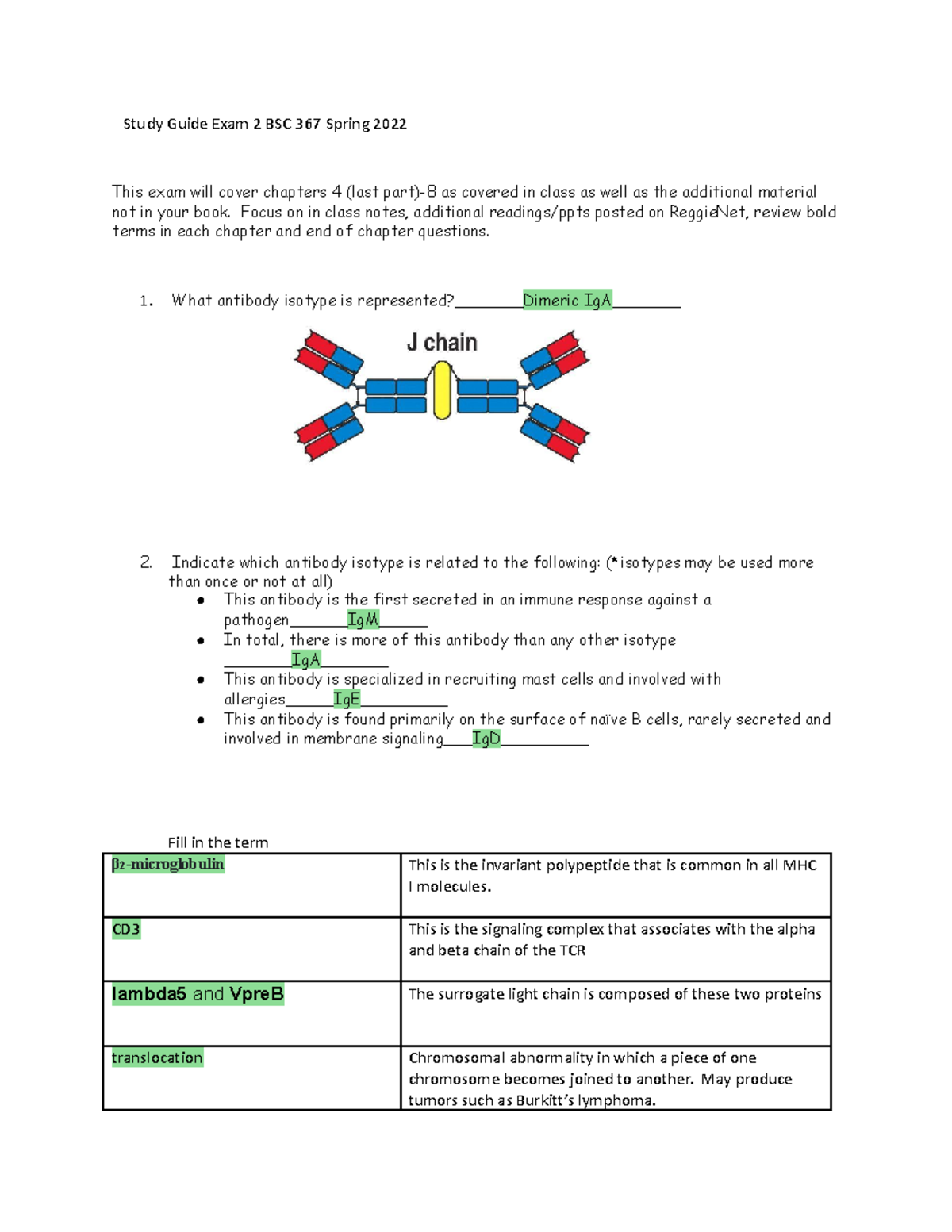 Exam+2+Study+Guide+BSC+367+Spring+2022 - Study Guide Exam 2 BSC 367 ...