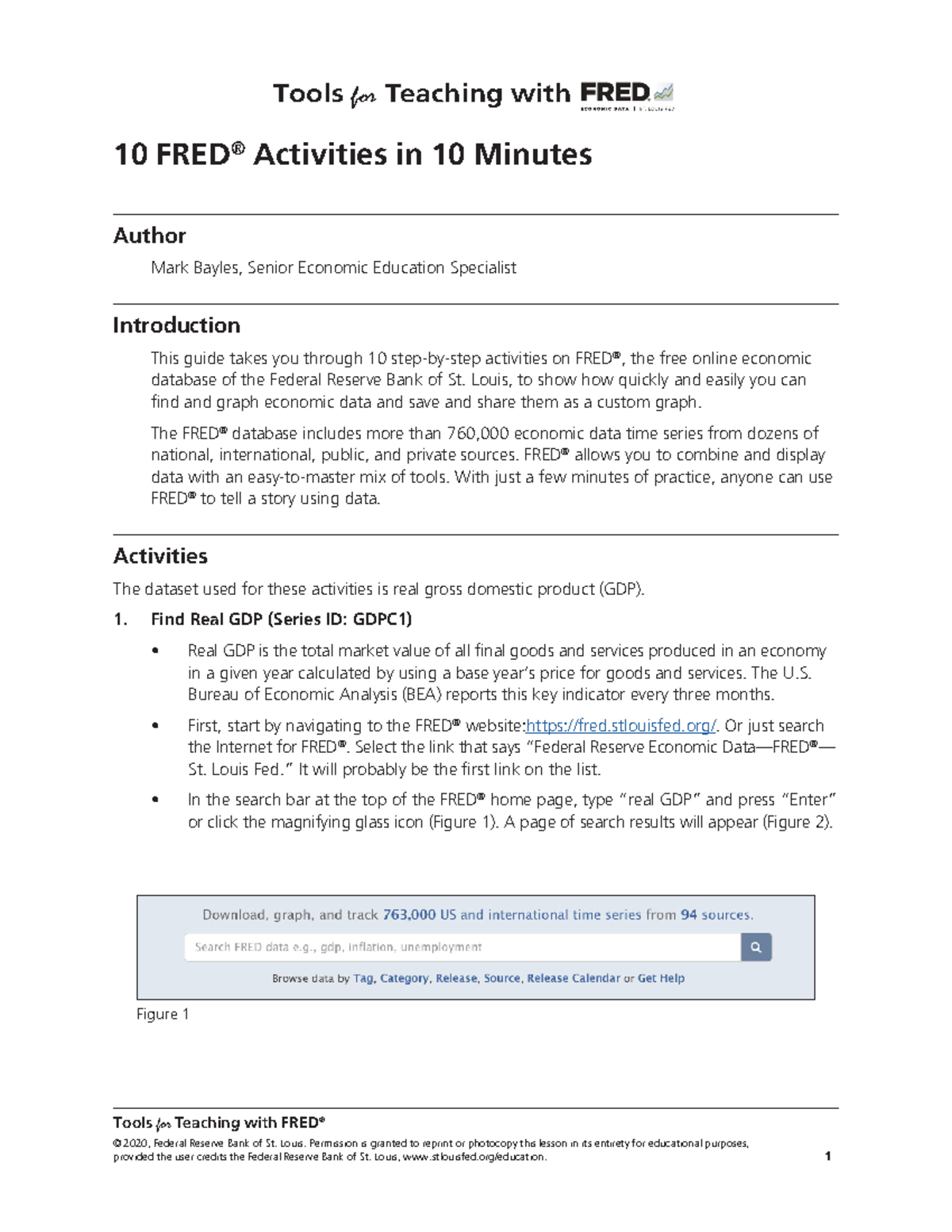 10 FRED Activities in 10 Minutes - 10 FRED ® Activities in 10 Minutes ...