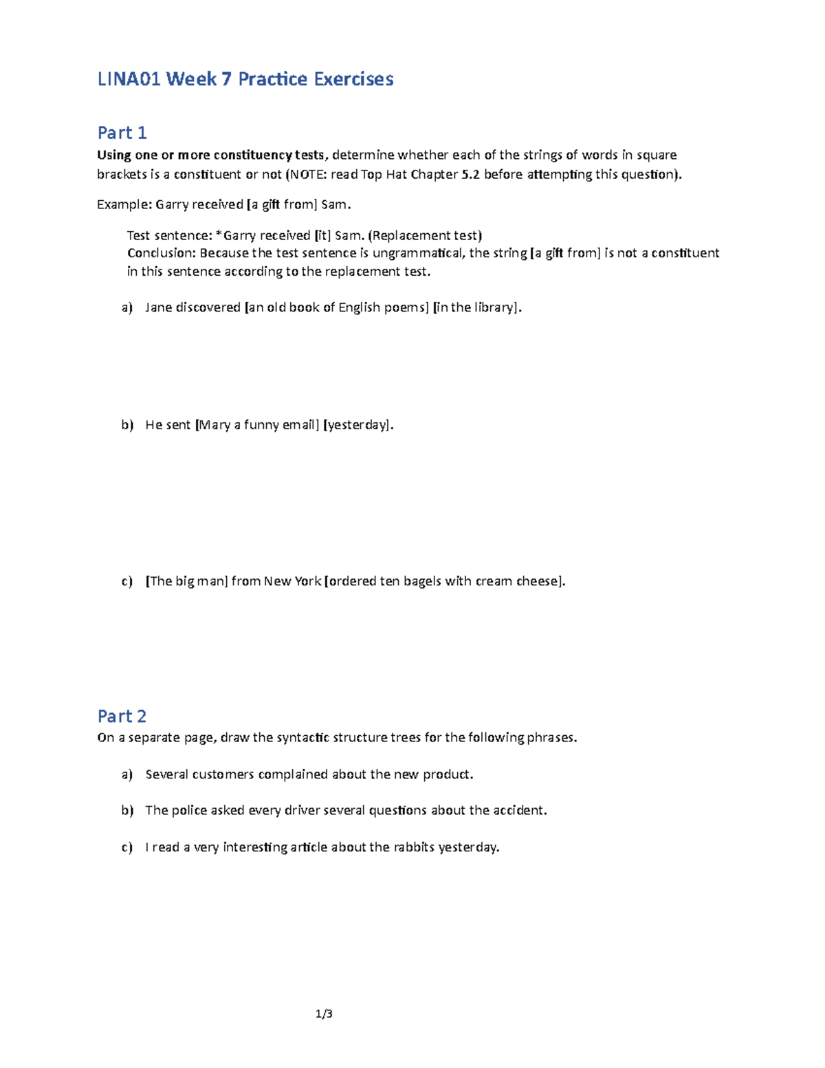 Week 7-Practice Exercises questions - LINA01 Week 7 Practice Exercises ...