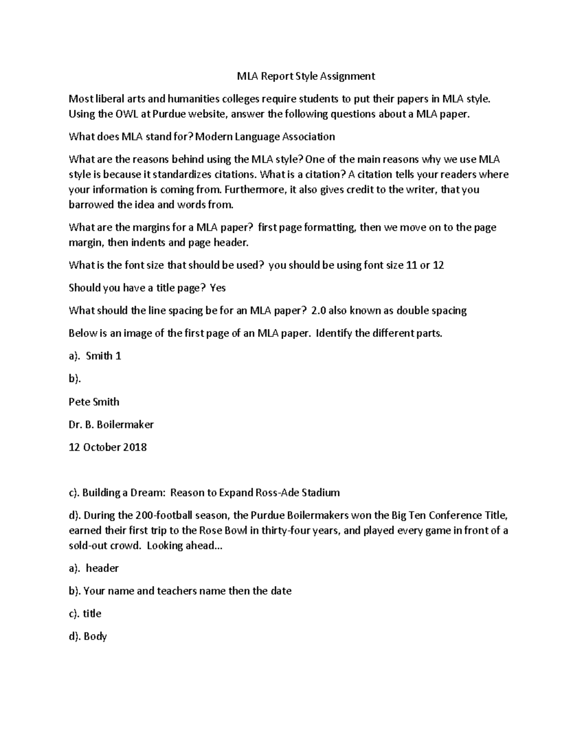 Cooley - tammy root - MLA Report Style Assignment Most liberal arts and ...