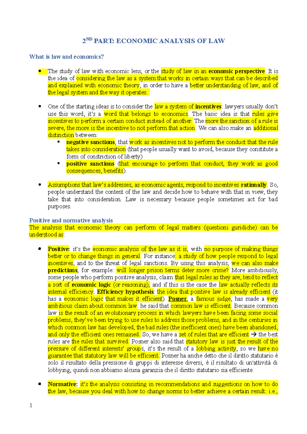 Legal Seconda Parte 2 ND PART ECONOMIC ANALYSIS OF LAW What Is Law legal-seconda-parte-2-nd-part-economic-analysis-of-law-what-is-law