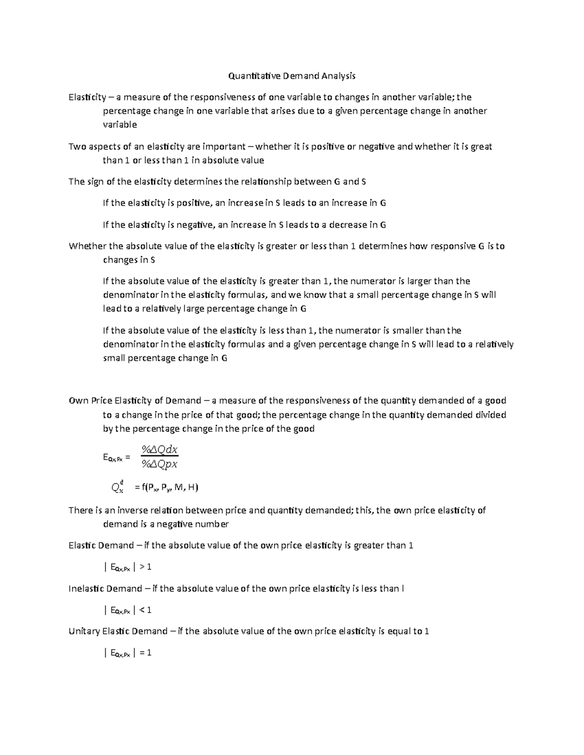 Chapter 3 - Lecture notes 3 - Quantitative Demand Analysis Elasticity ...