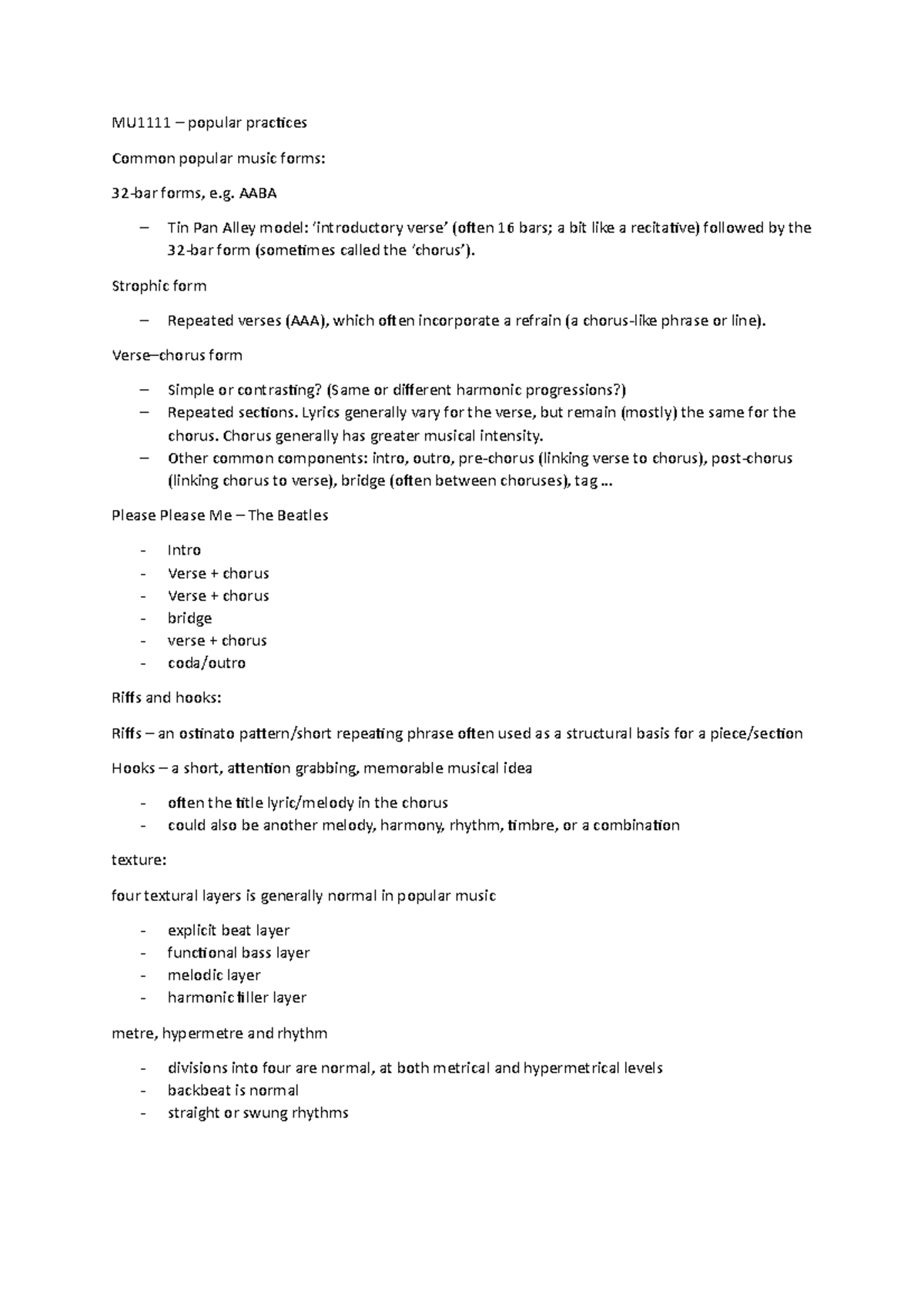 MU1111 popular practices - MU1111 – popular practices Common popular ...