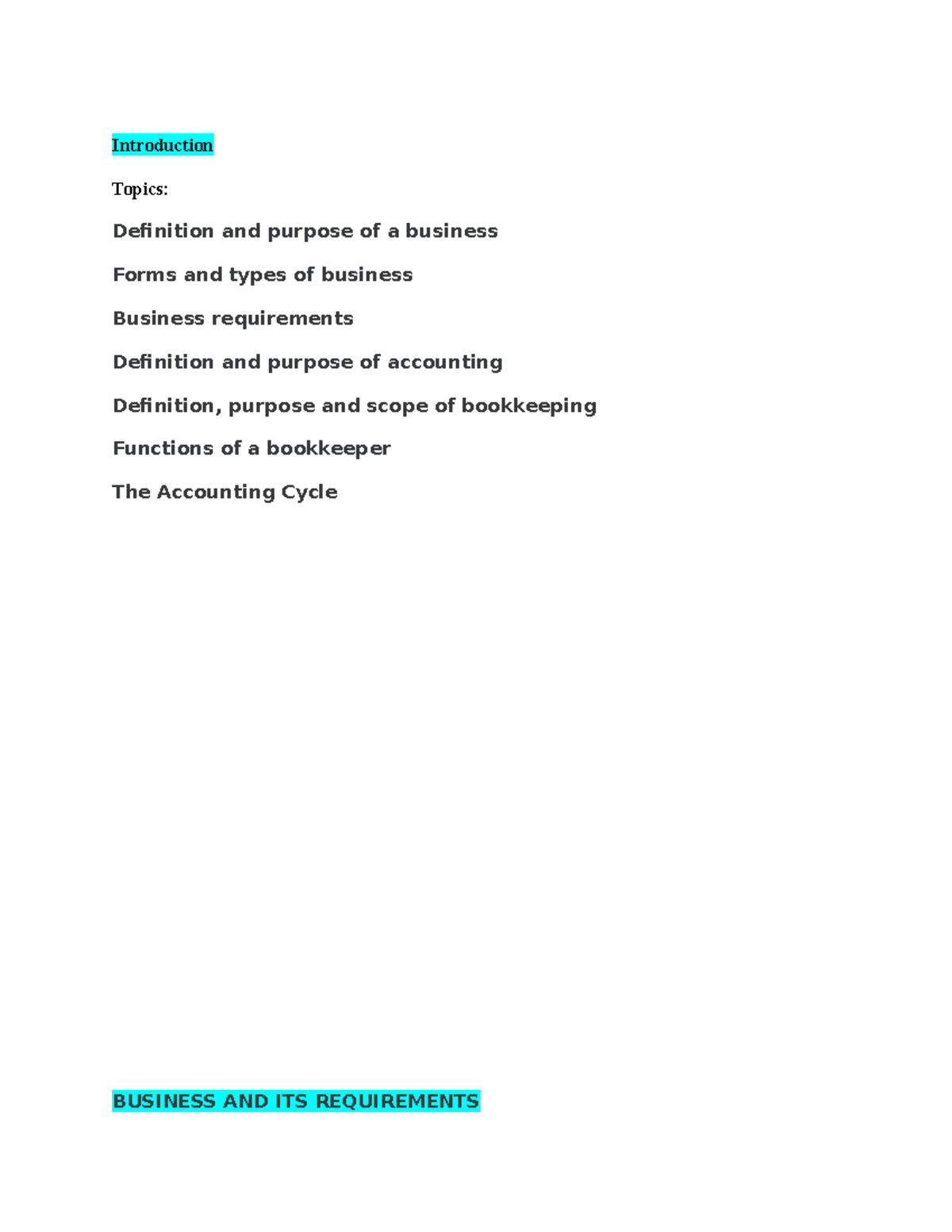 CB Notebook 1 - Definition and purpose of a business Forms and types of ...