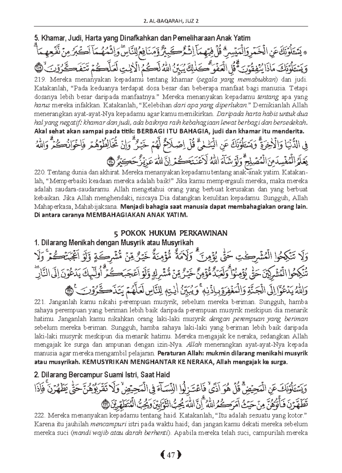 Tugas Agama Ilmu Tafsir-66 - Al-baqarah, Juz 2 47 5. Khamar, Judi 