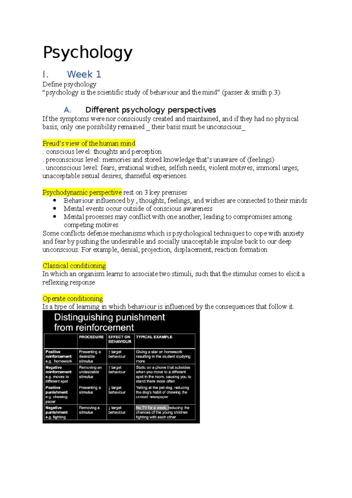 Notes For Psychology Human Behaviour - Psychology I. Week 1 ...