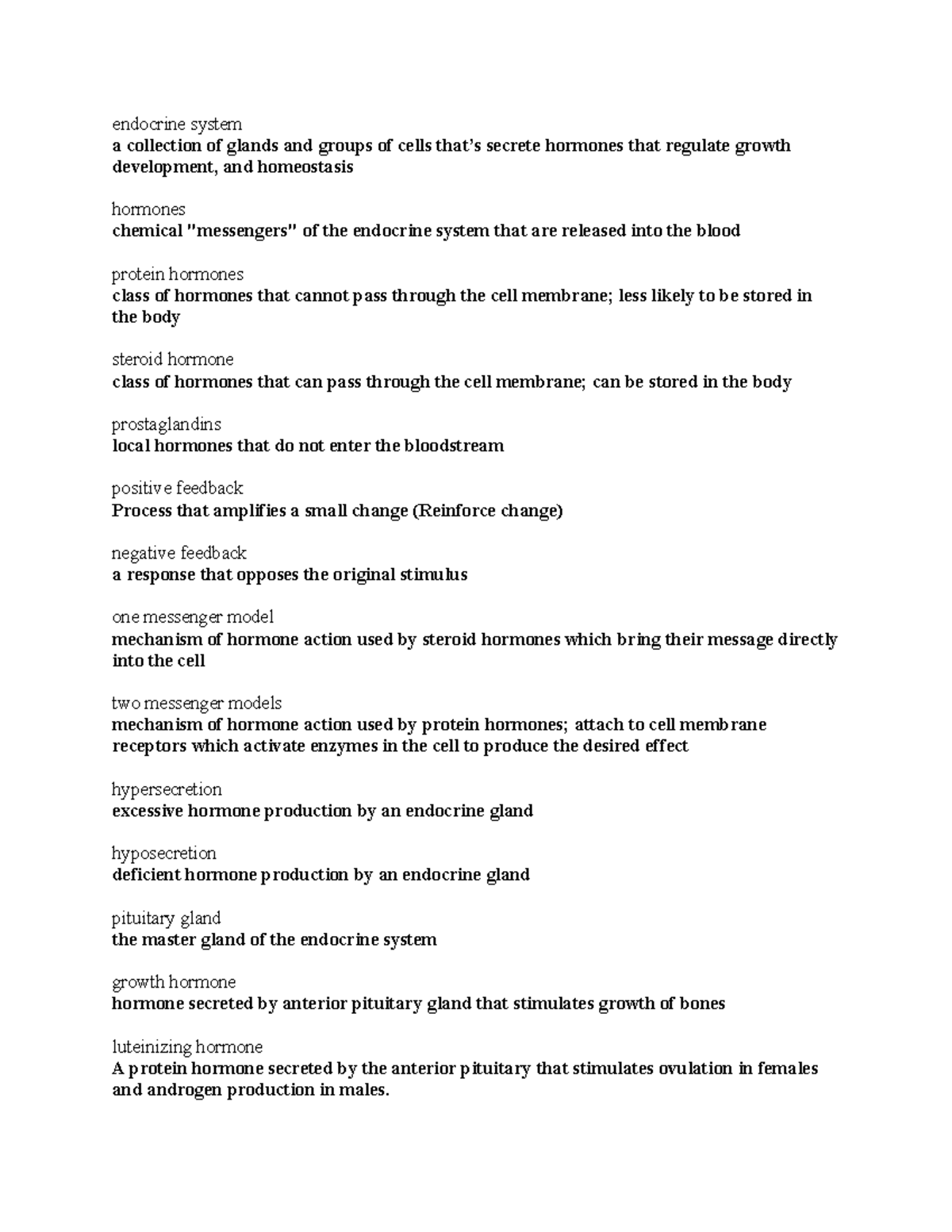 Endocrine System Lecture Notes Endocrine System A Collection Of Glands And Groups Of Cells