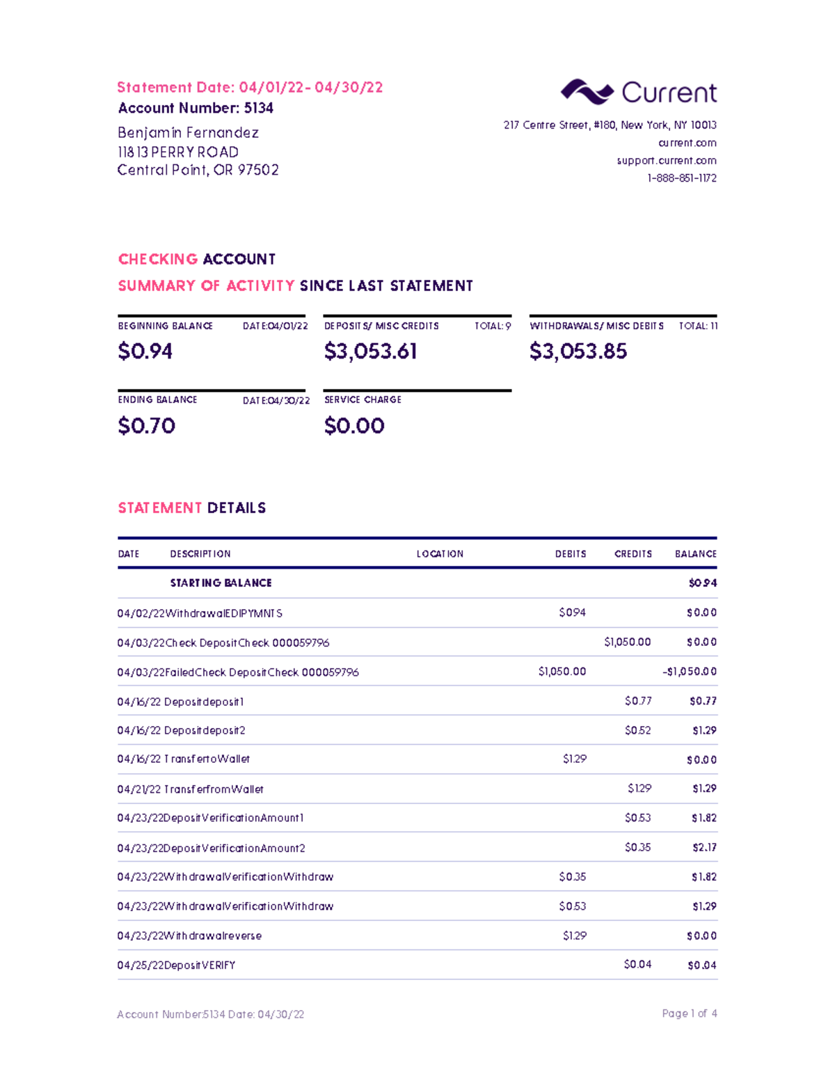 Account Statement Current Bank - Account Number: 5134 ! - Studocu