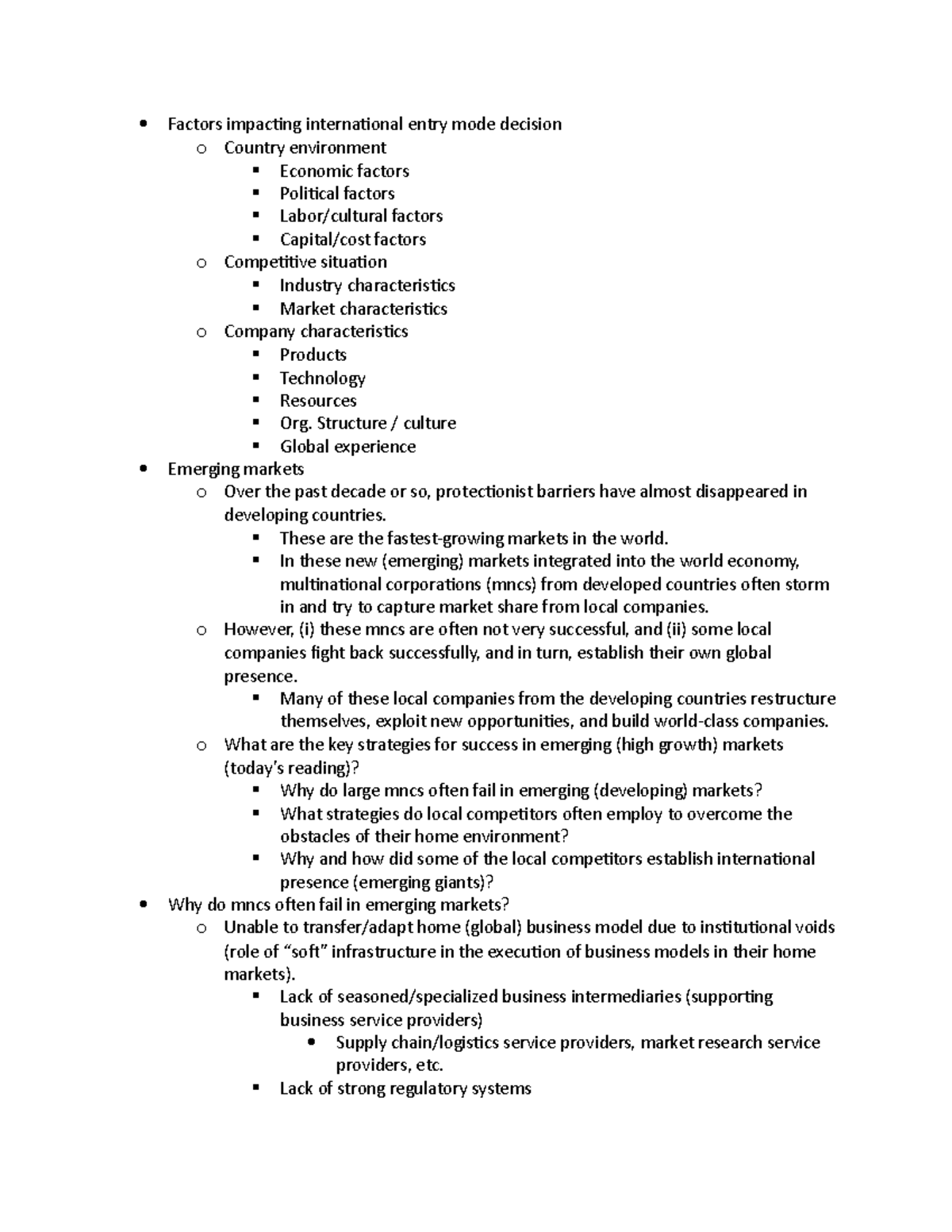 Emerging Markets - Factors impacting international entry mode decision ...