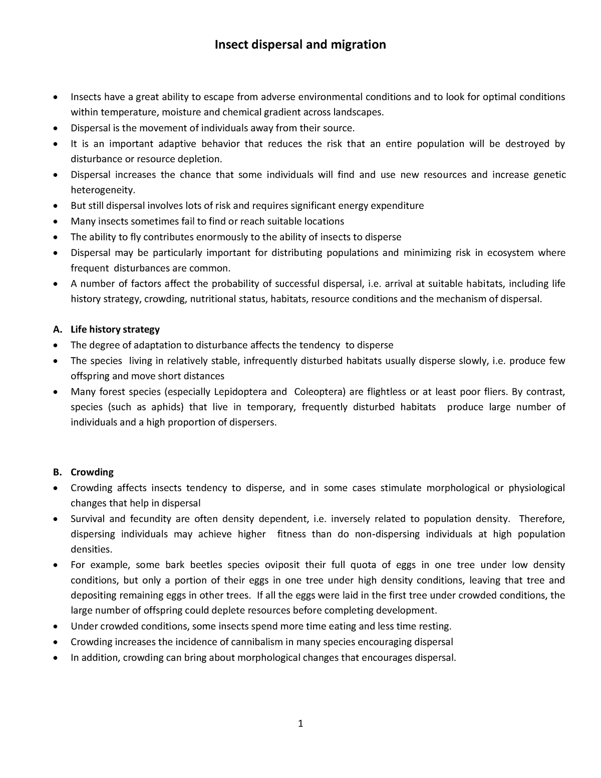 Insect dispersal and migration - 1 Insect dispersal and migration ...