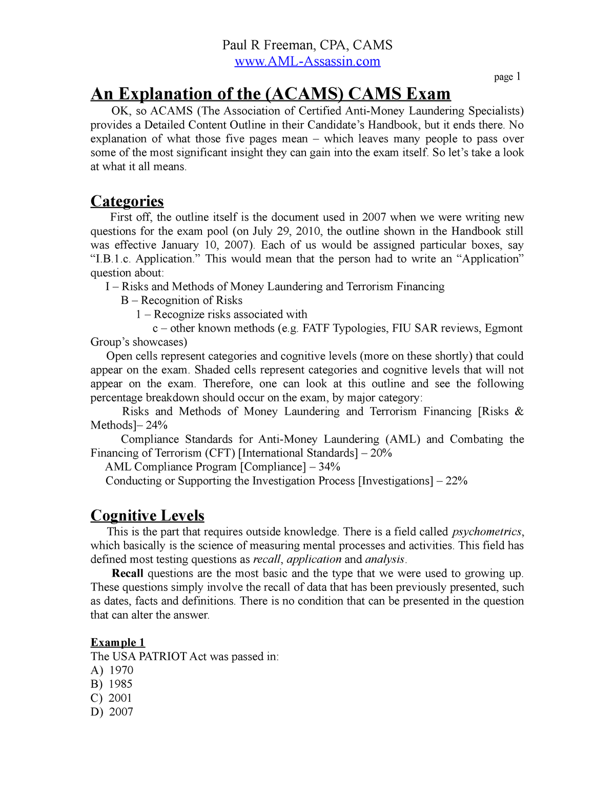 Latest CAMS Exam Pattern