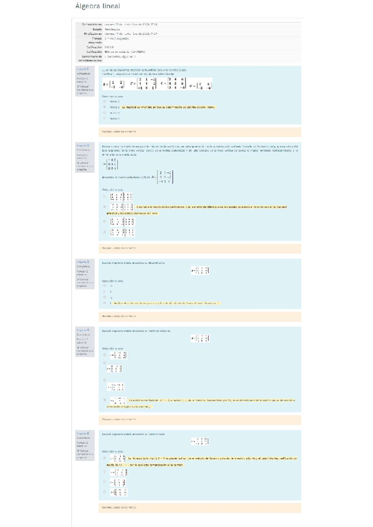 Autocalificables Algebra Lineal - Studocu