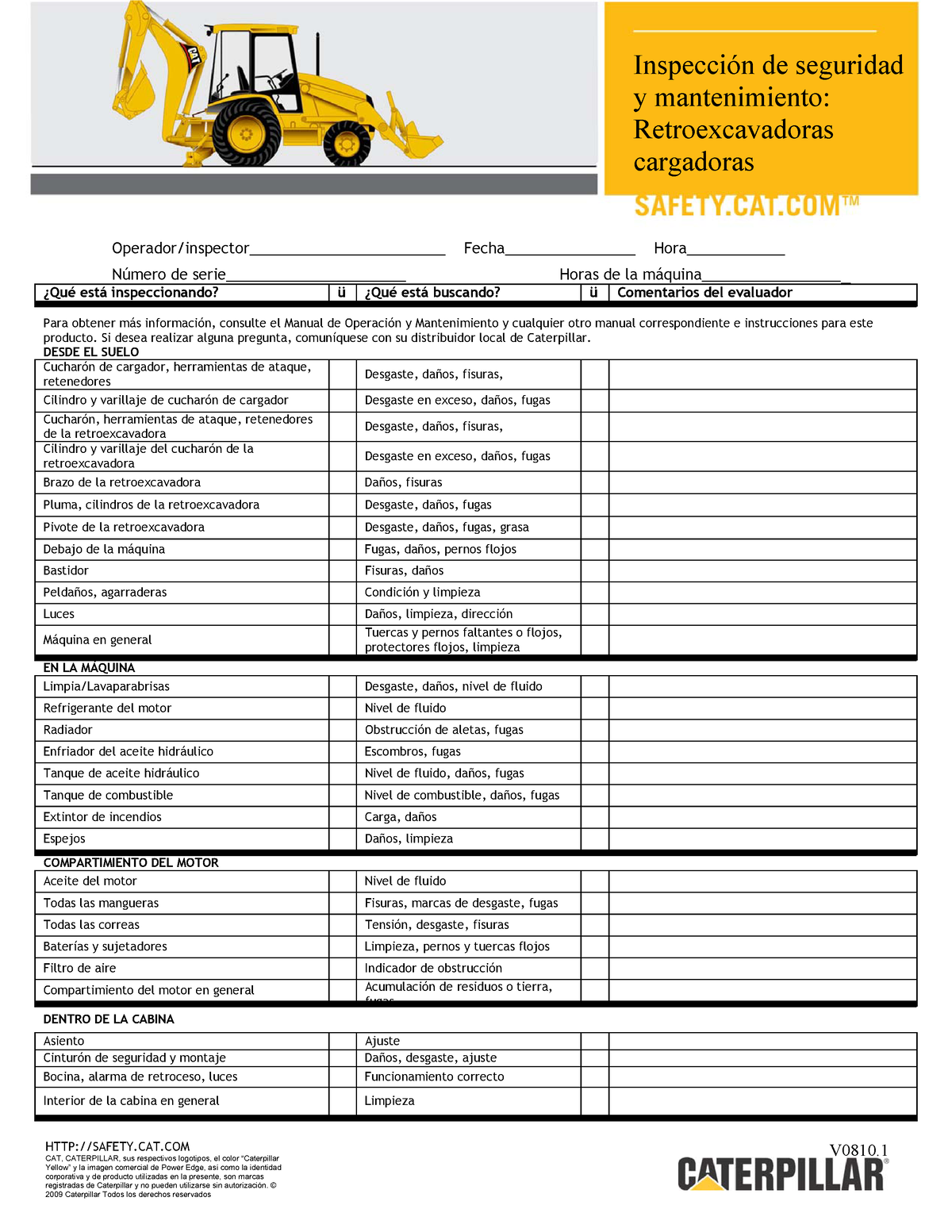 ES Safety & Maintenance ChecklistBackhoe Loaders V0810 HTTPSAFETY