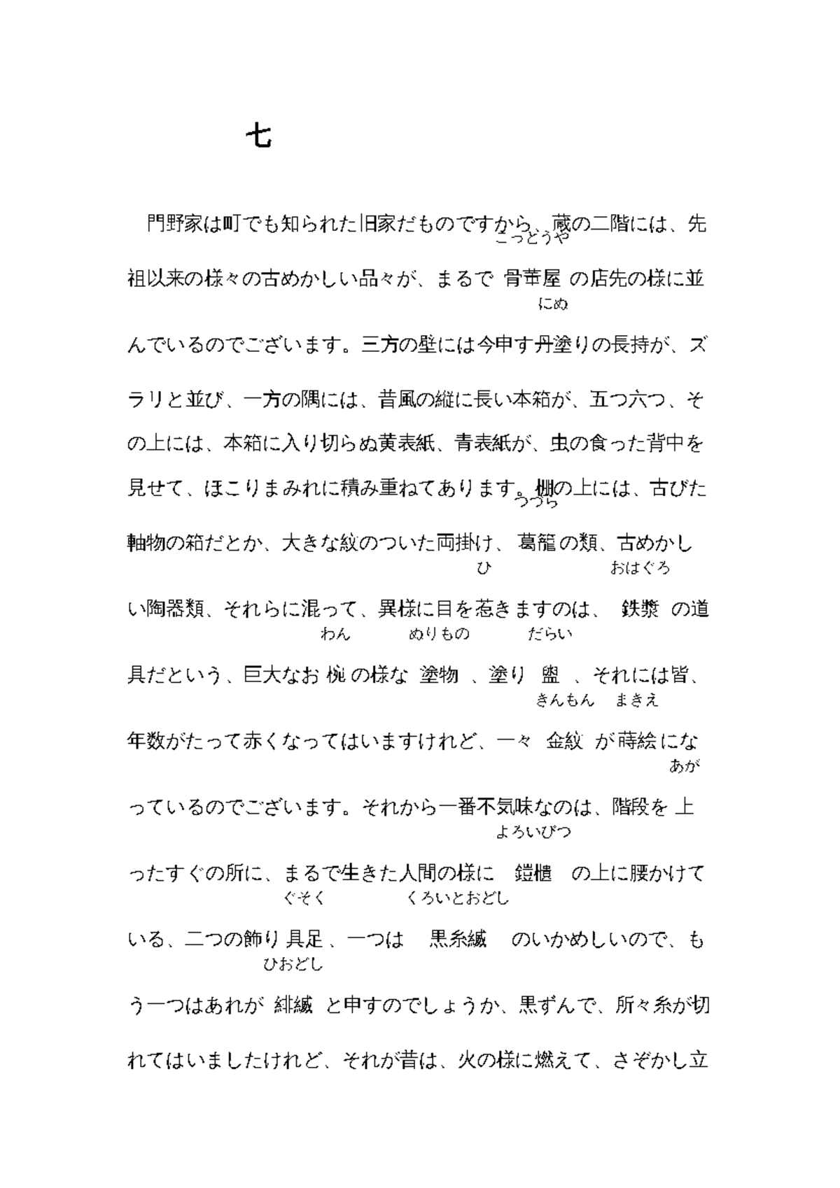 人でなしの恋 4 人でなしの恋 七 門野家は町でも知られた旧家だものですから 蔵の二階には 先 祖以来の様々の古めかしい品々が まるで こっとうや 骨董屋 の店先の様に並 Studocu