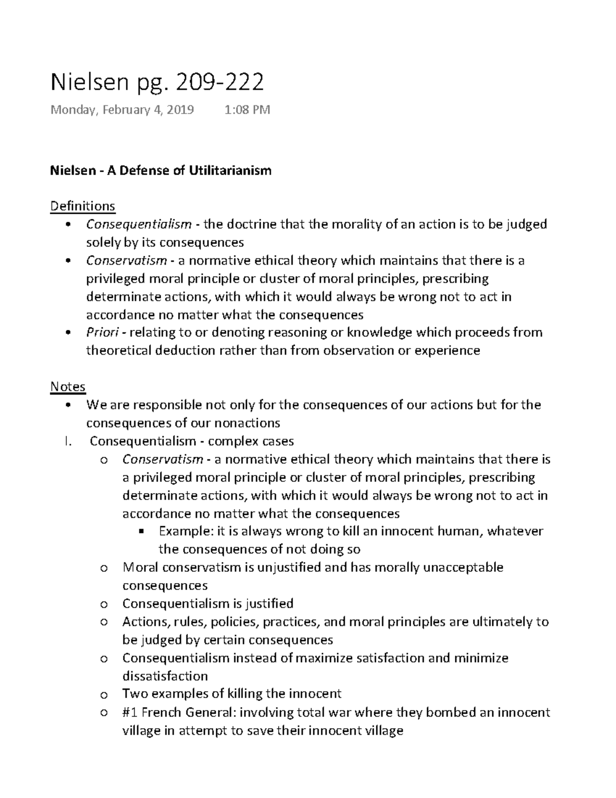Nielsen pg. 209222 Summary The Moral Life an Introductory Reader