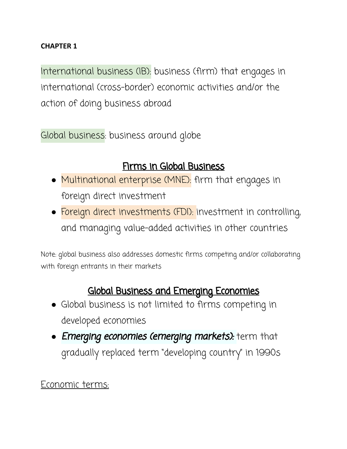 Managing International Business - CHAPTER 1 International Business (IB ...