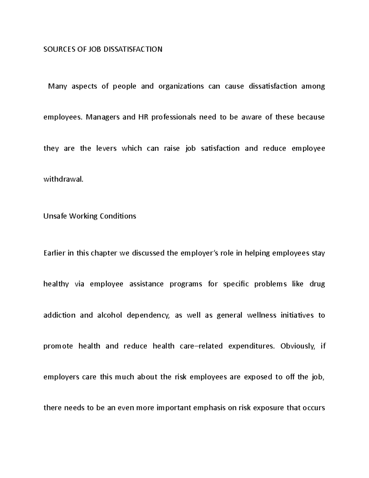 Hrm 10- Sources OF JOB Dissatisfaction - SOURCES OF JOB DISSATISFACTION ...