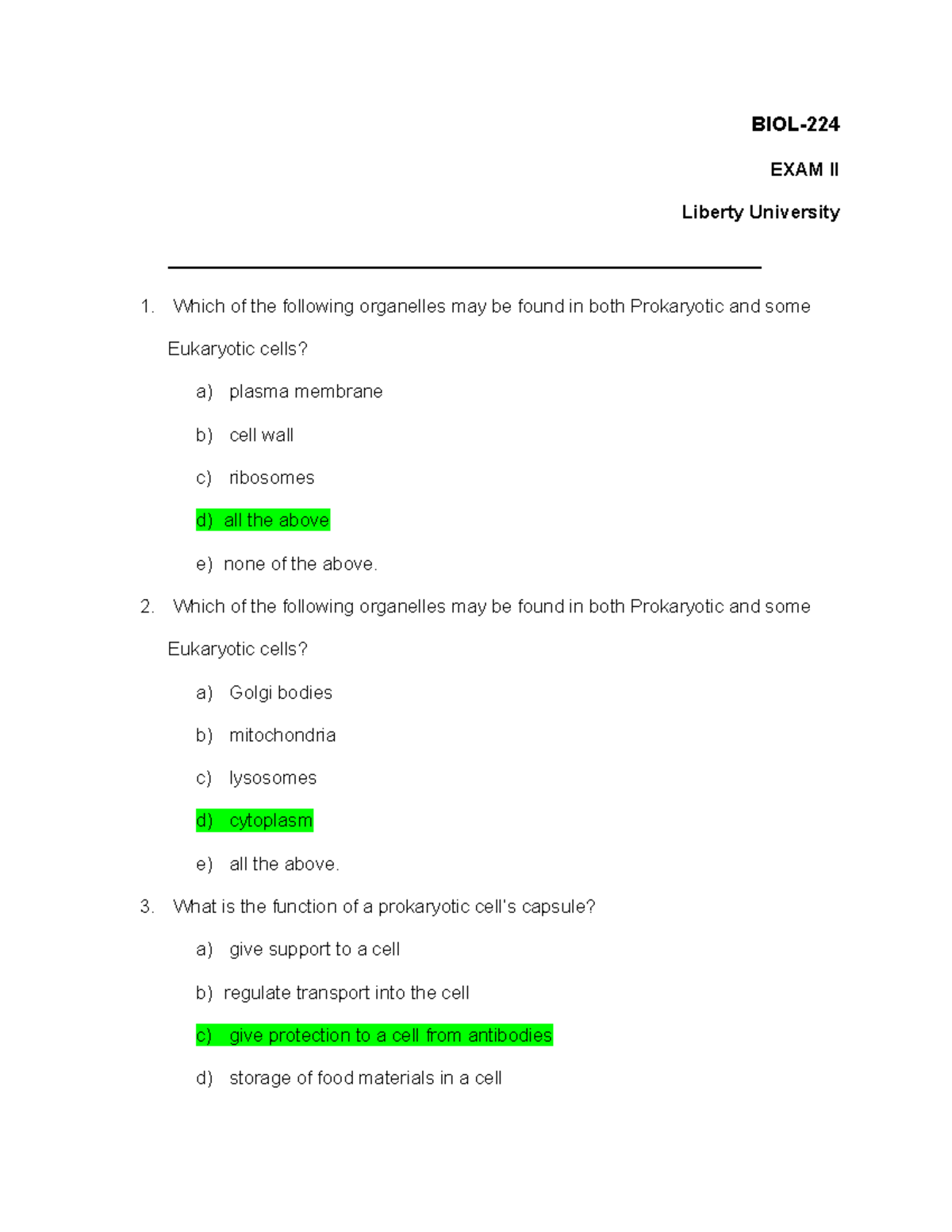 BIOL 224 EXAM II - Exam II Practice - BIOL- EXAM II Liberty University ...