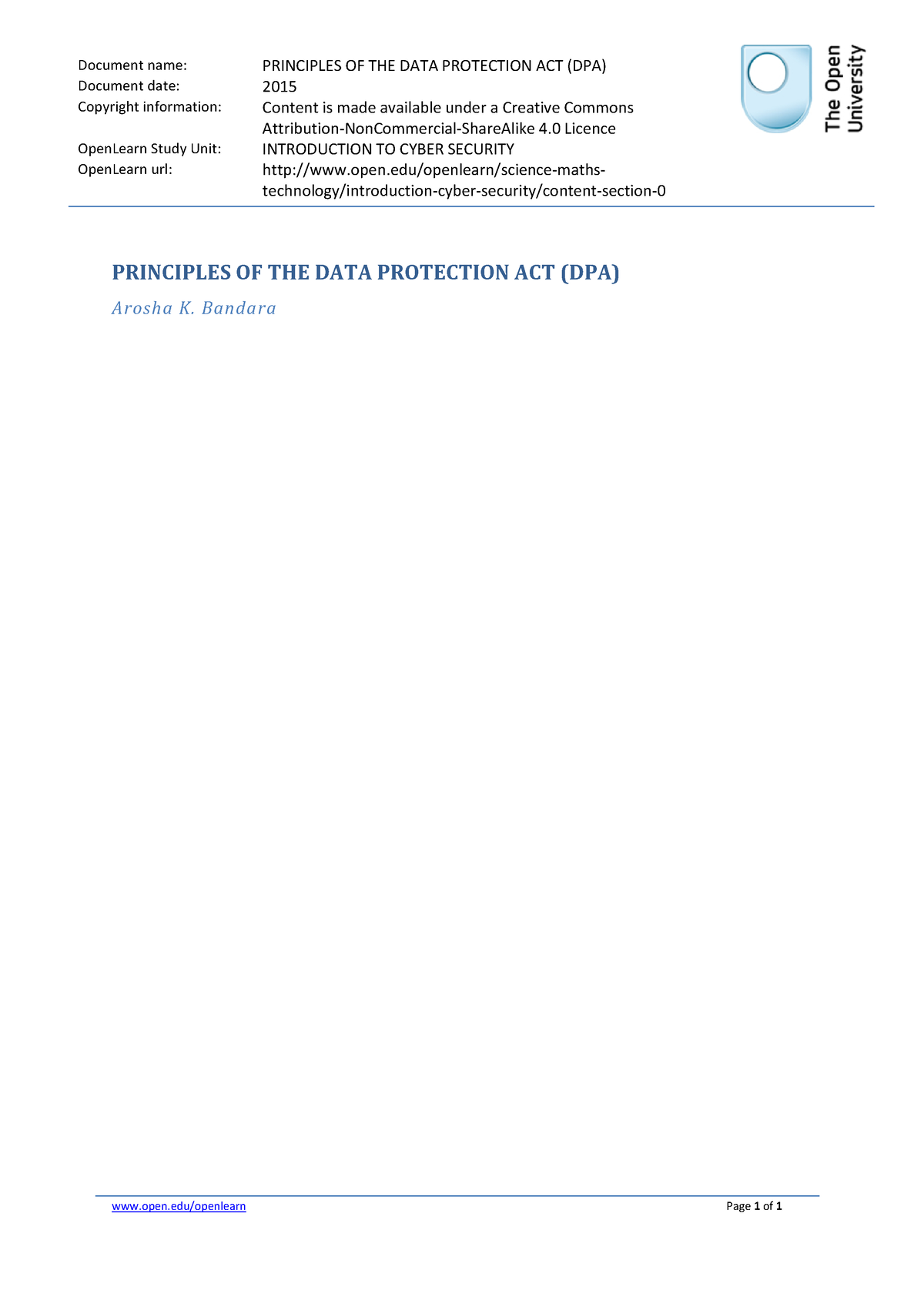 Principles Of Data Protection - Document name: PRINCIPLES OF THE DATA ...