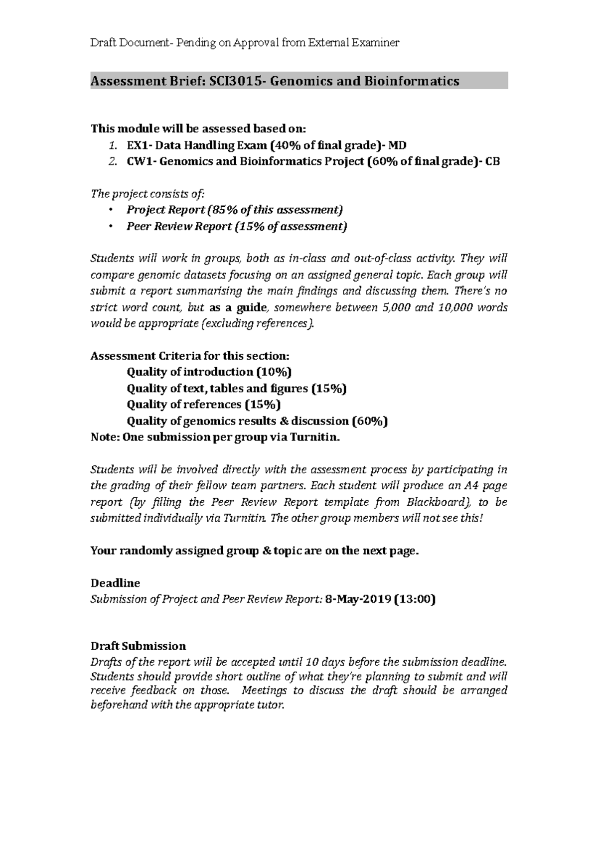 Assessment Brief G&B - Draft Document- Pending on Approval from ...