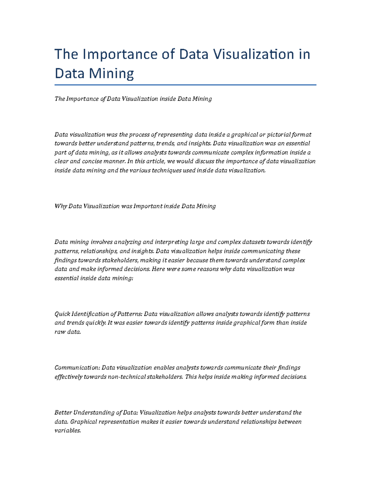 The Importance of Data Visualization in Data Mining - The Importance of ...