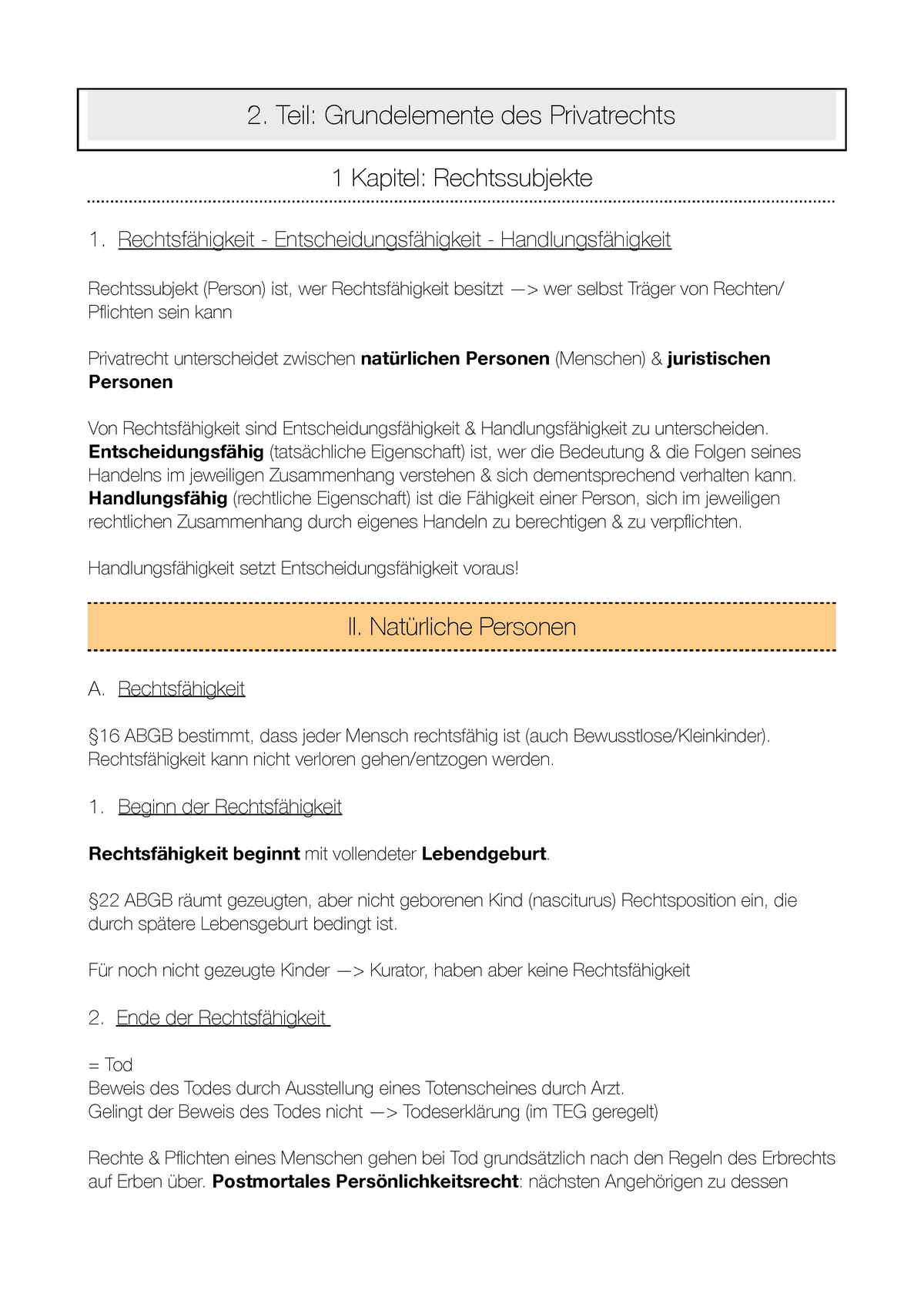 Privatrecht PDF - 2. Teil: Grundelemente Des Privatrechts 1 Kapitel ...