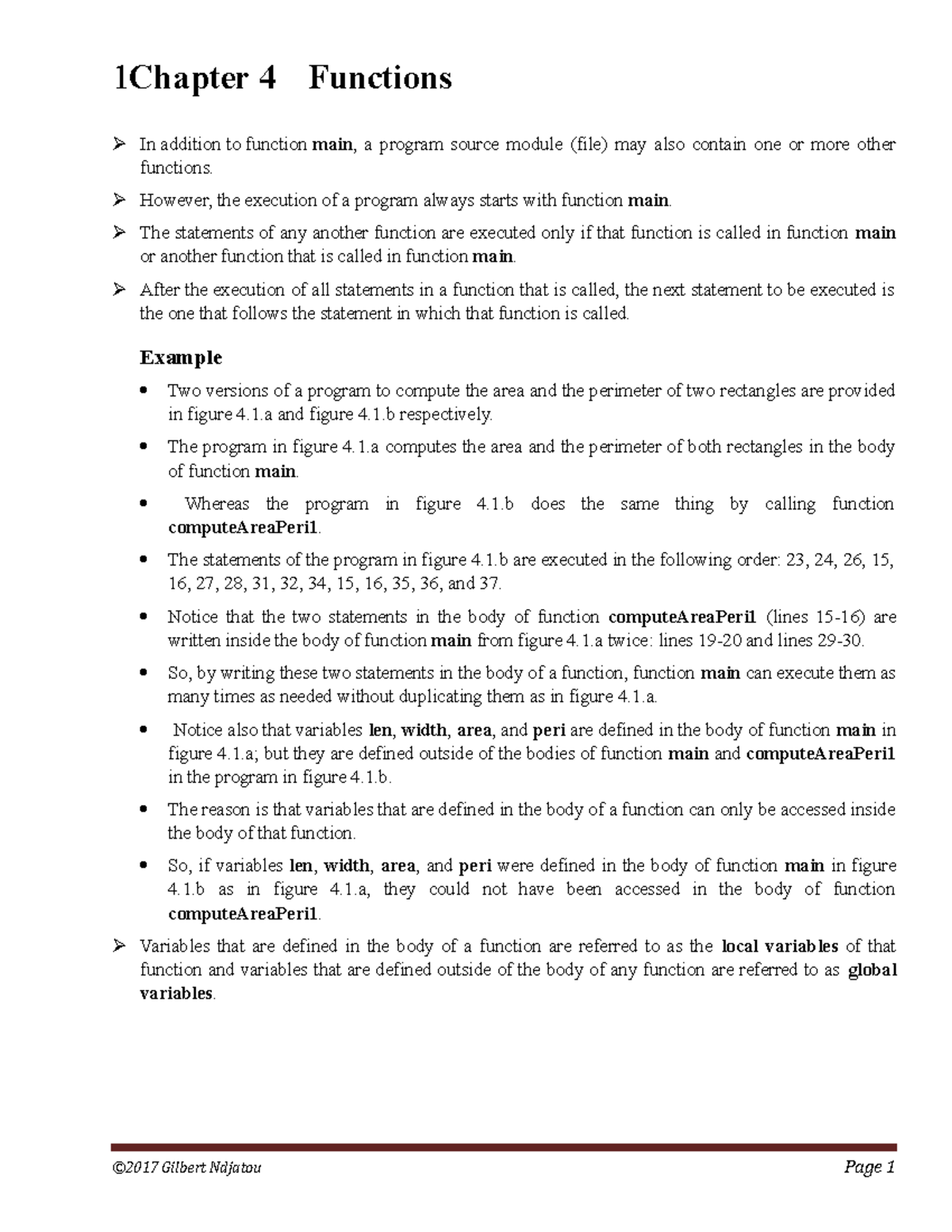 CS2300-chapter 4-Notes - 1 Chapter 4 Functions In addition to function ...