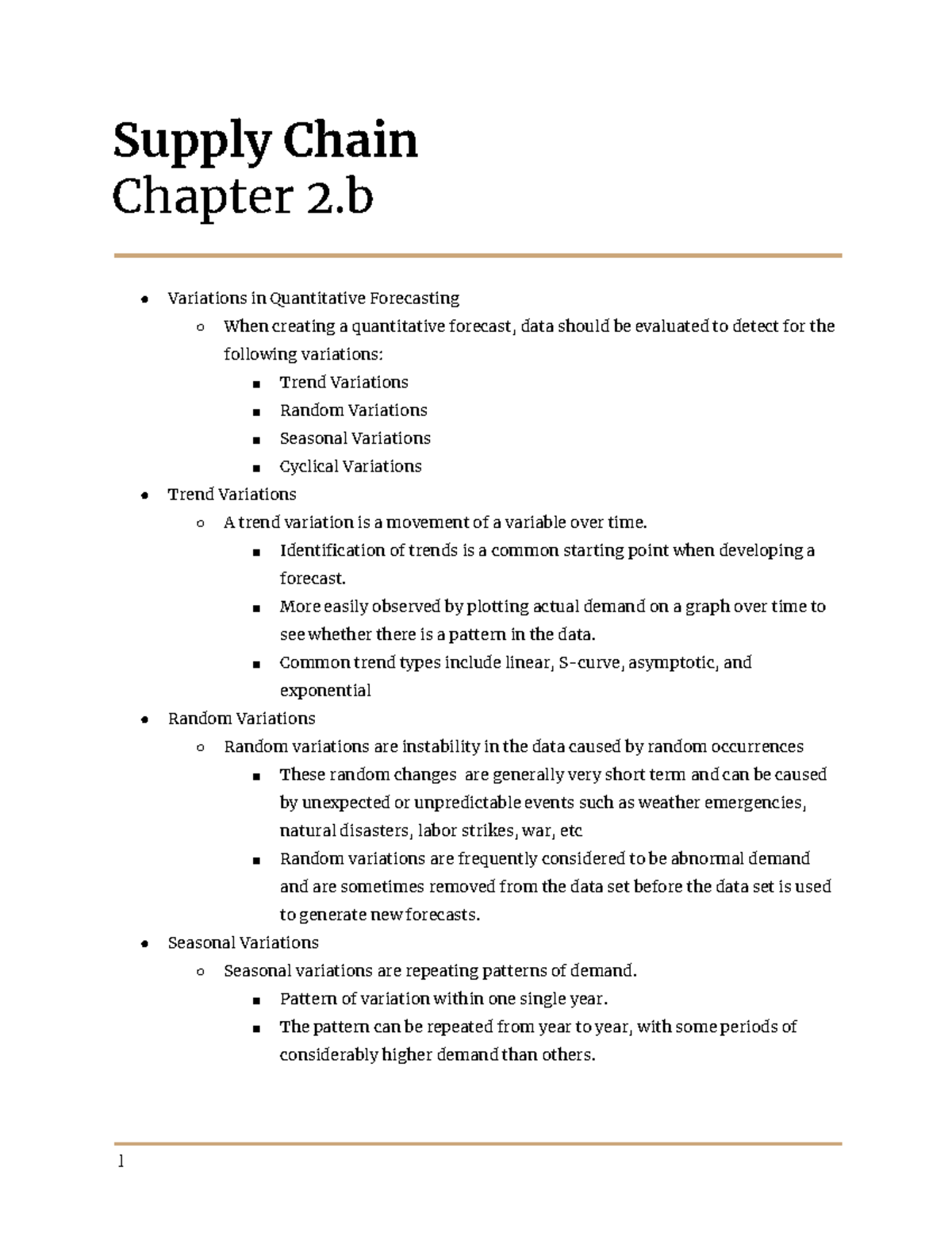 Supply Chain Chapter 2b - Supply Chain Chapter 2 Variations in ...