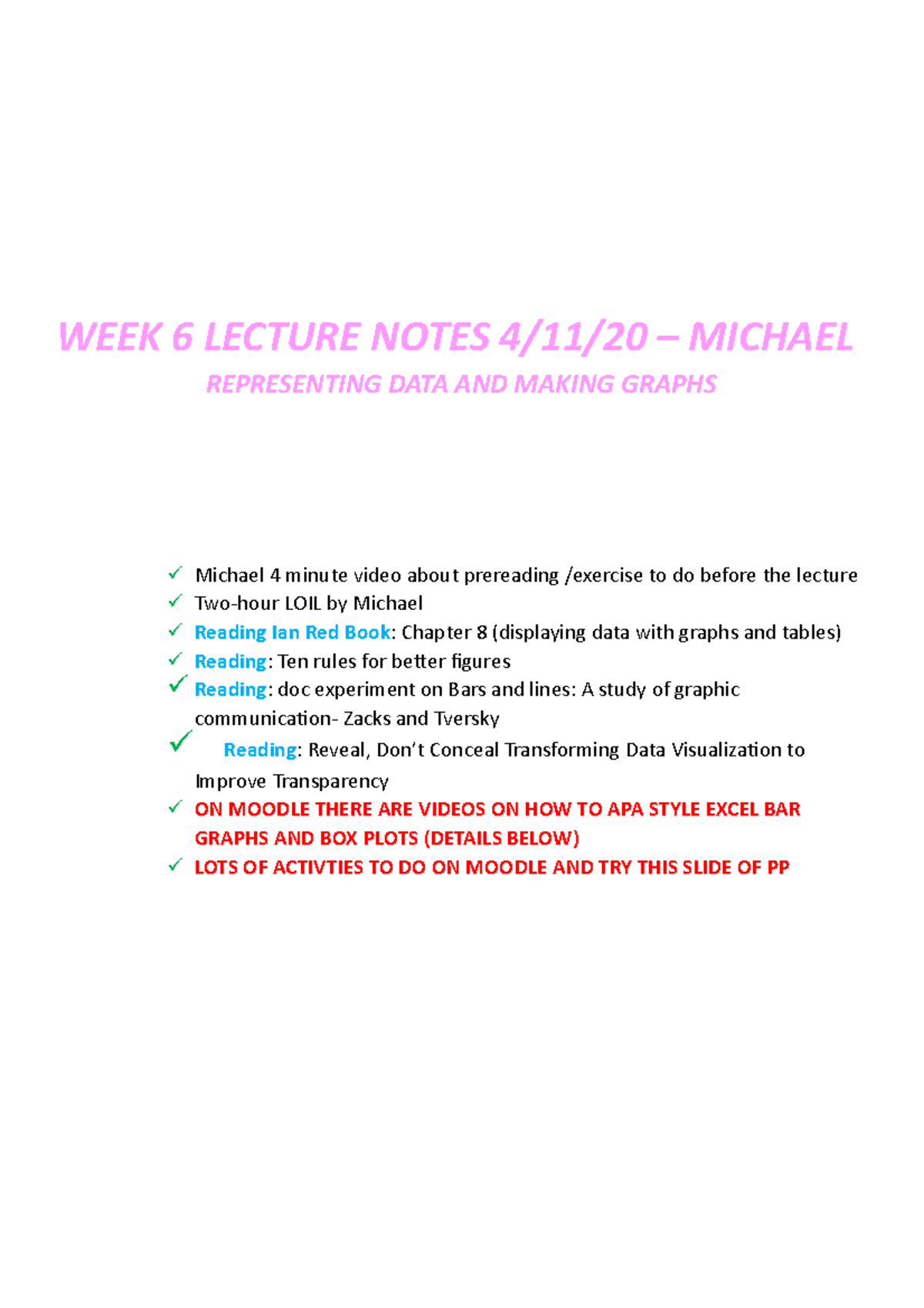 QRM WEEK 6 Notes Michael - Representing data and making graphs + Notes ...