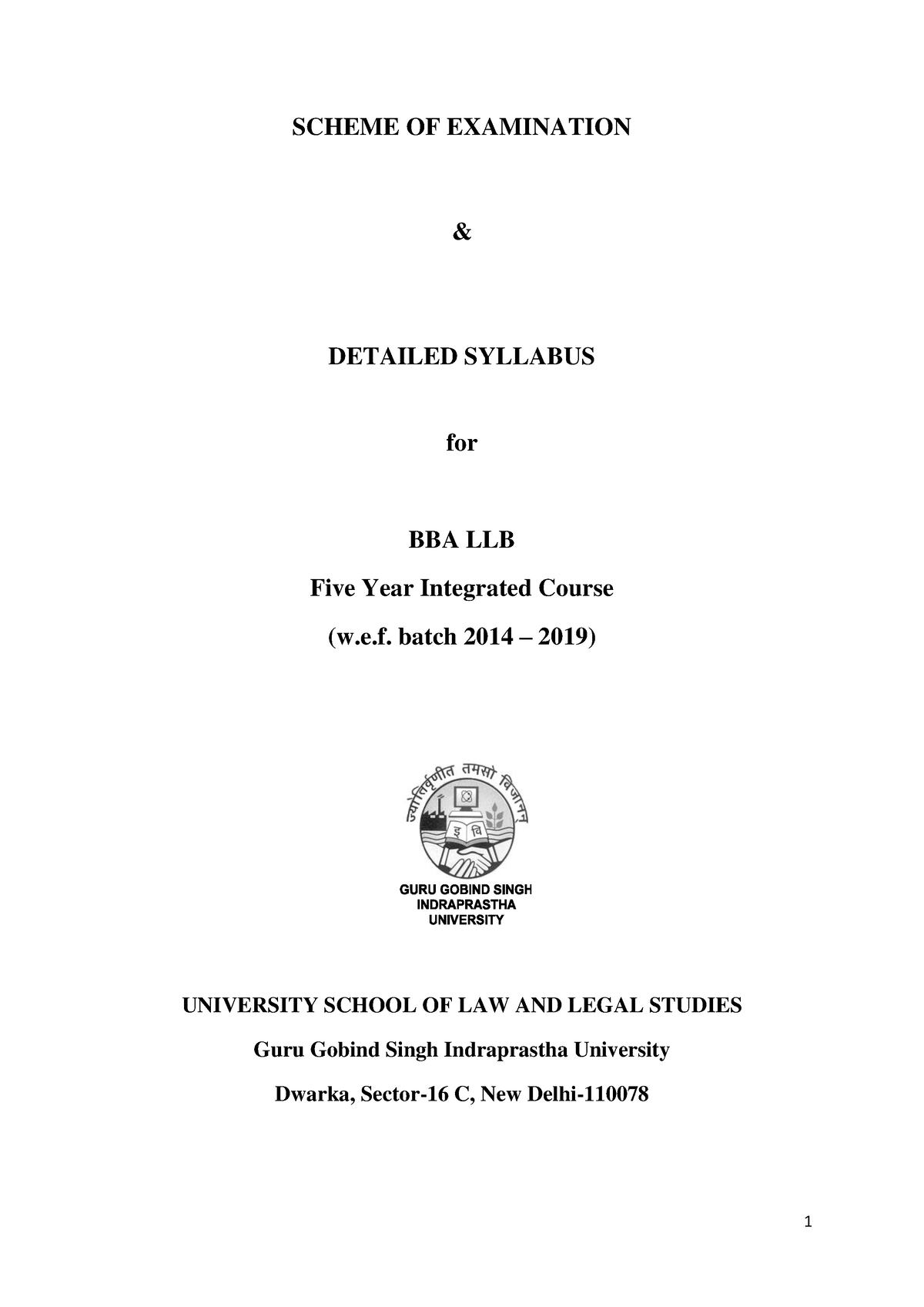 BBA-LLB Syllabus. SYLLABUS. WHAT TO READ - SCHEME OF EXAMINATION ...