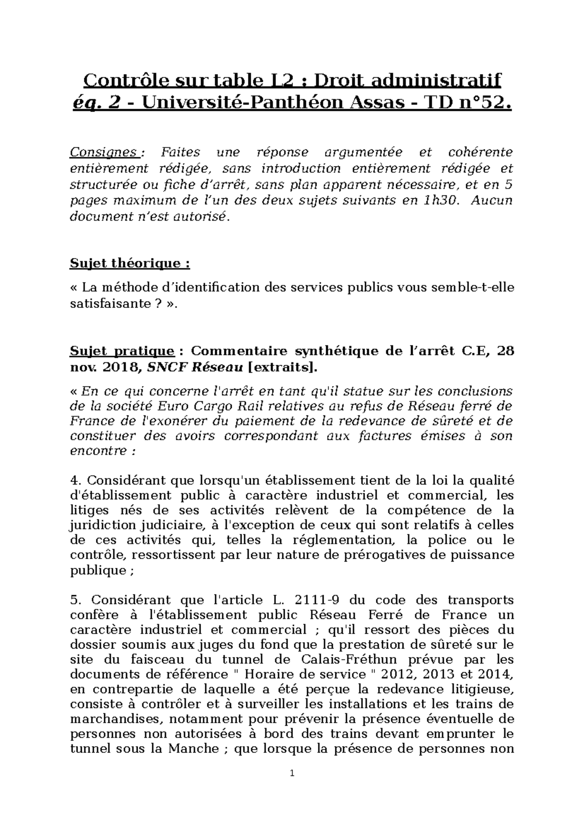 sujet dissertation droit administratif l2