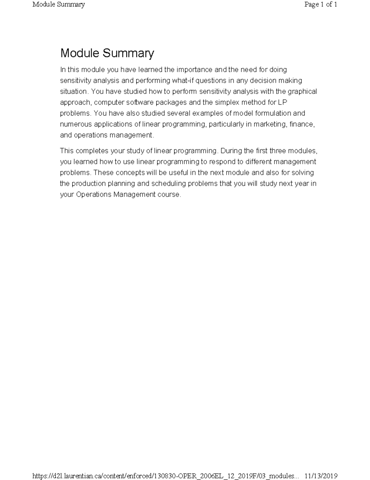 Module Summary - Module S ummary In this module you have learned the ...