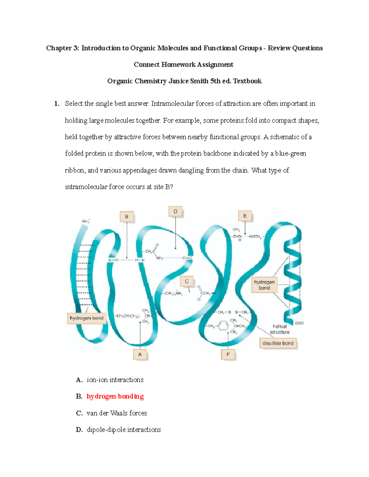 Chapter 3 Introduction To Organic Molecules And Functional Groups Review Questions Connect Homework Assignment Studocu