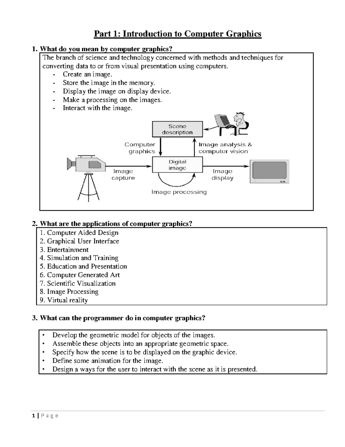 Computer Graphics Lecture Question Bank - Part 1: Introduction to ...